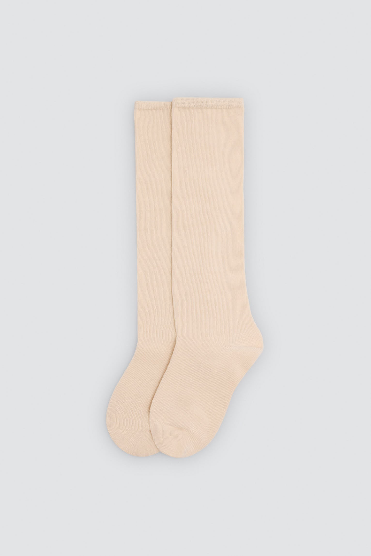 Children's basic long beige socks
