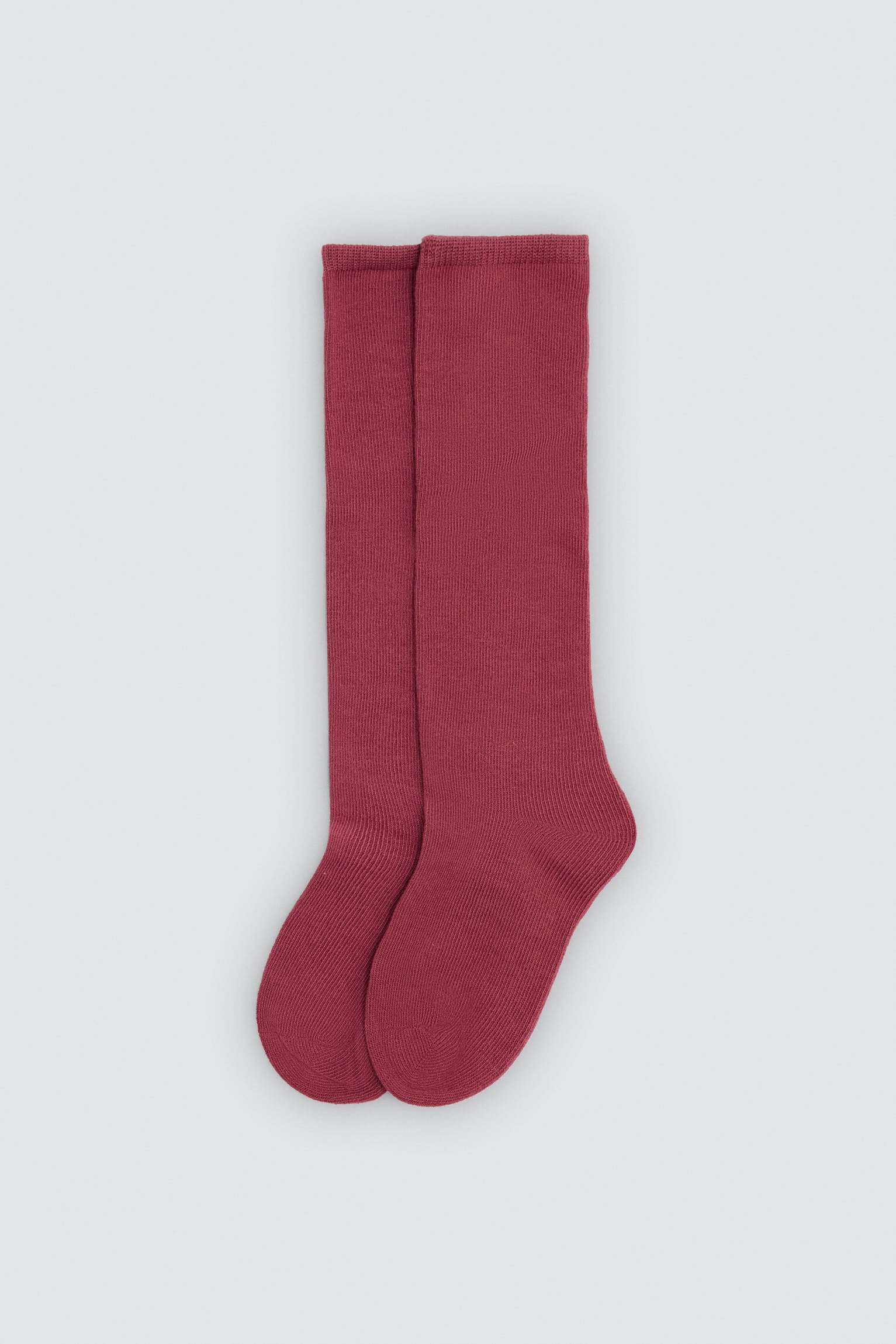 Children's basic long dark-pink socks