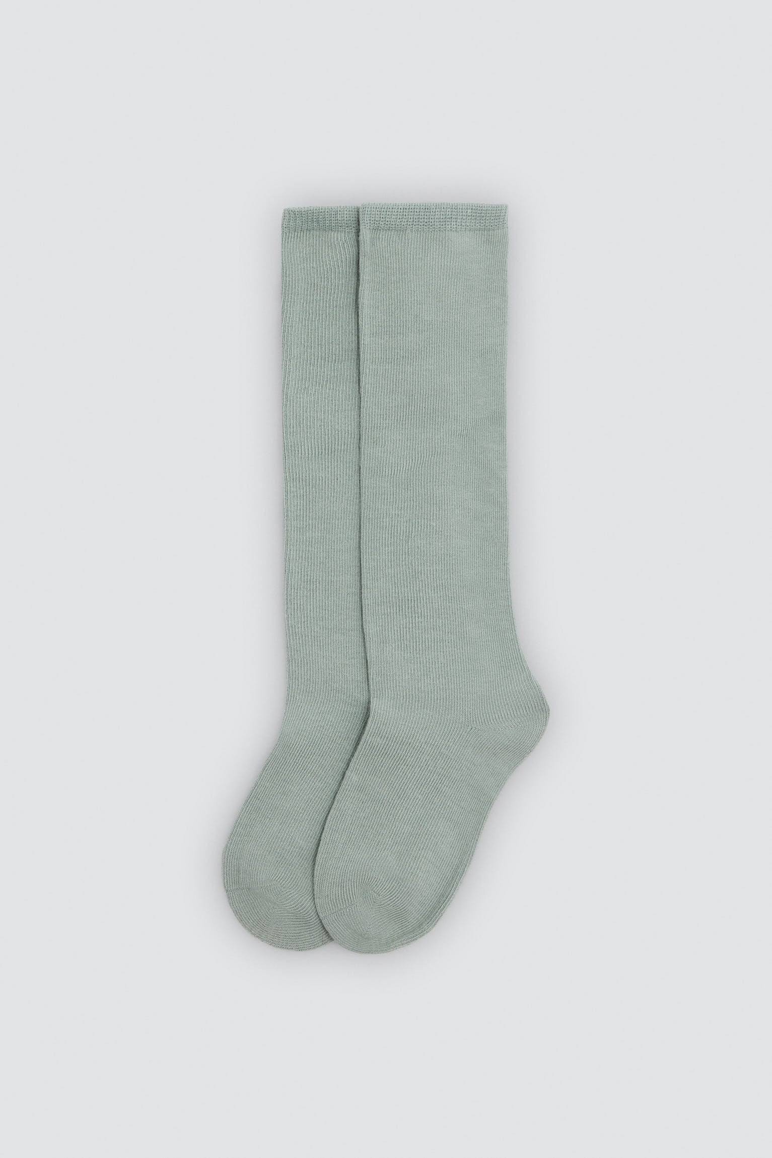 Children's basic long green socks