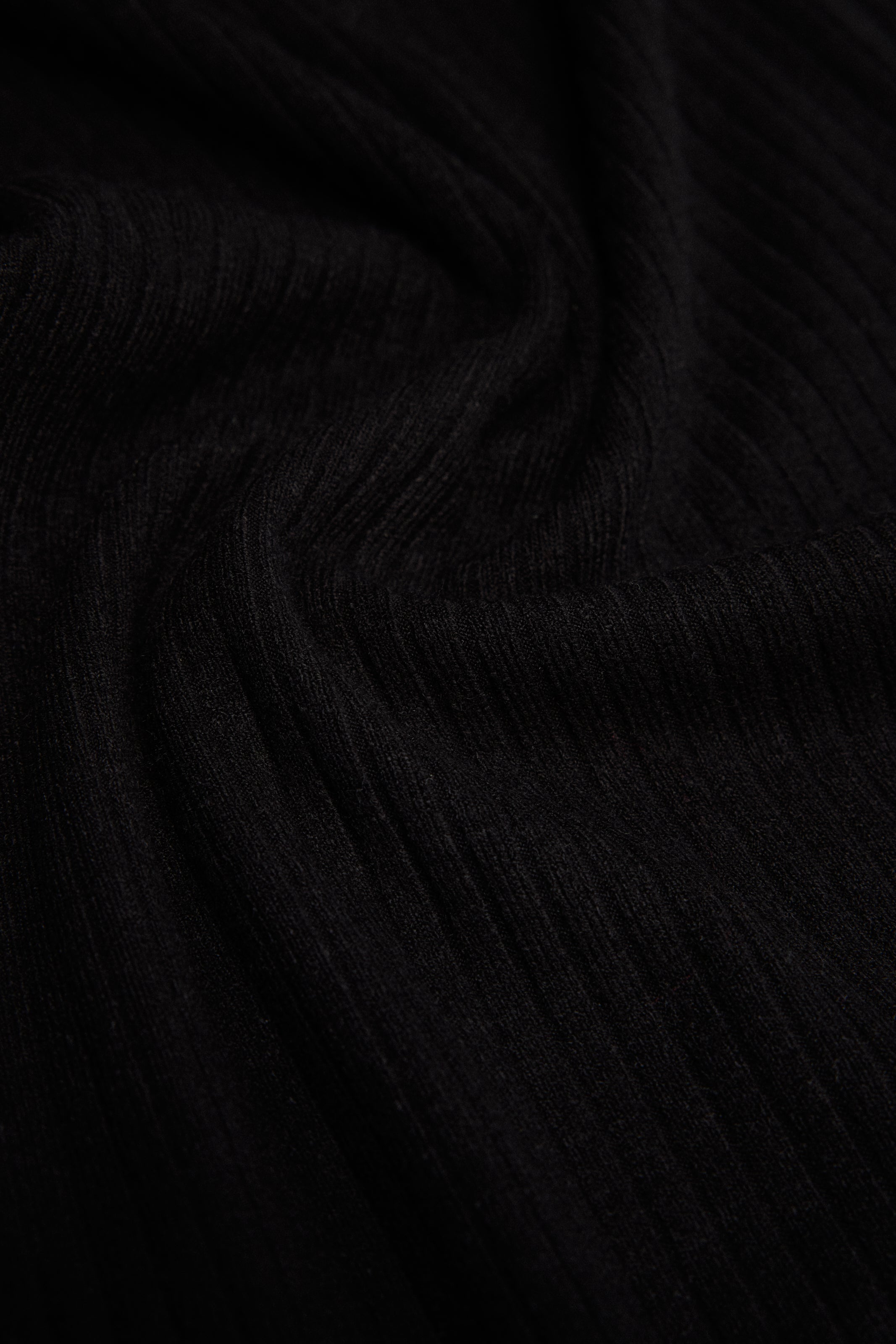 Long black ribbed knit dress