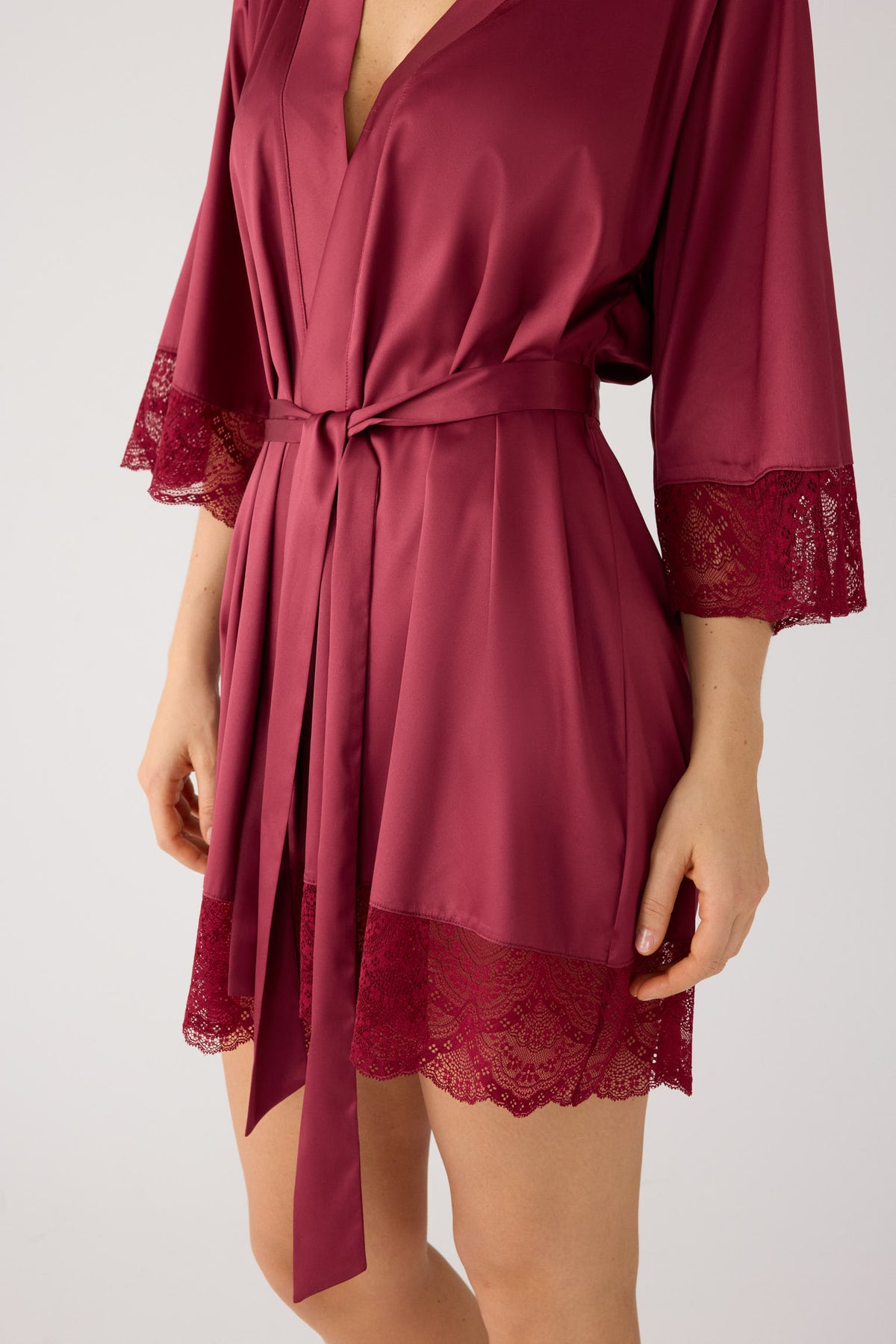 Burgundy satin lingerie robe | Paula Echevarria Limited Edition