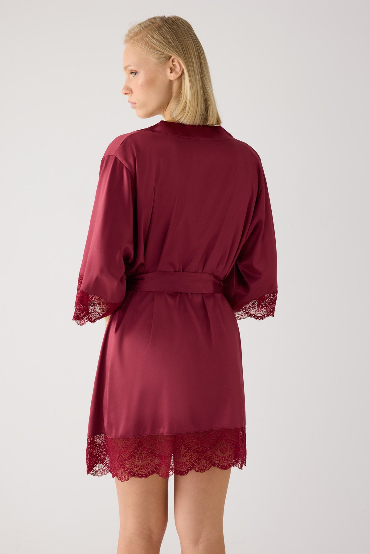 Burgundy satin lingerie robe | Paula Echevarria Limited Edition
