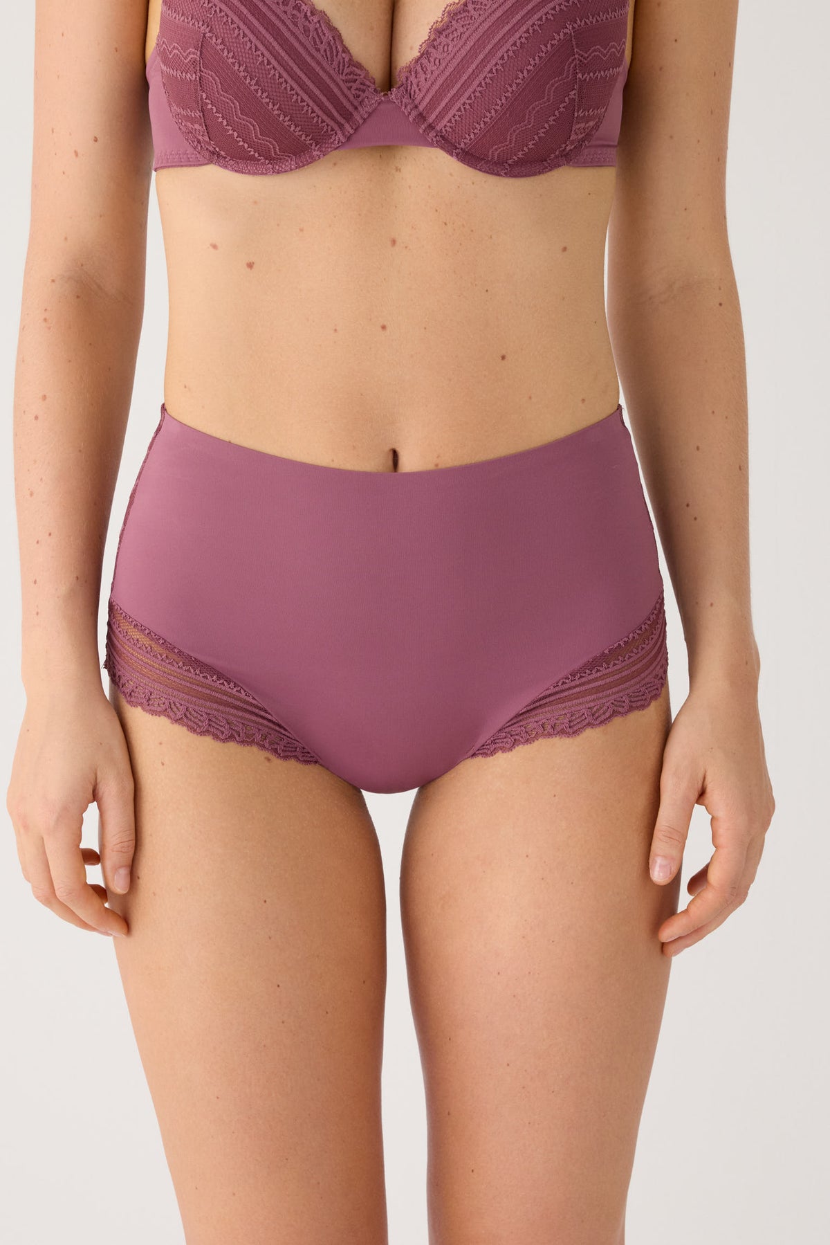 High-waist briefs lace pink