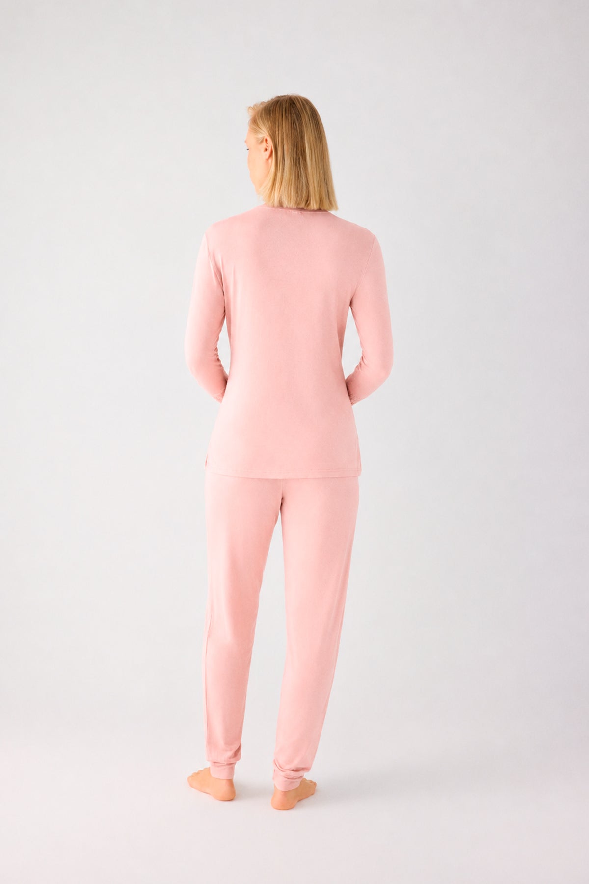 Lightweight soft women's long pyjamas with nude joggers