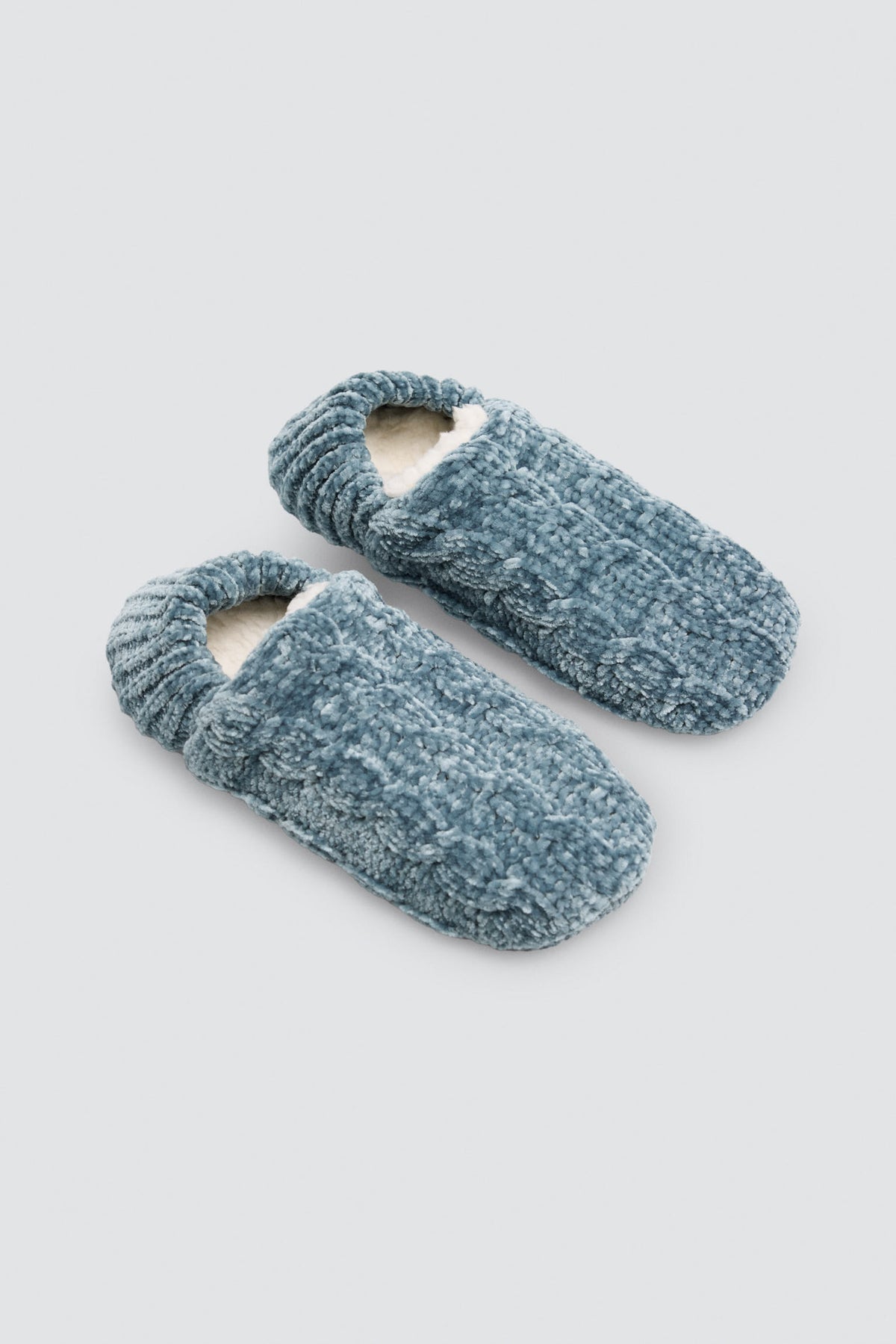 Women's velvet non-slip sherpa-lined slipper socks, blue
