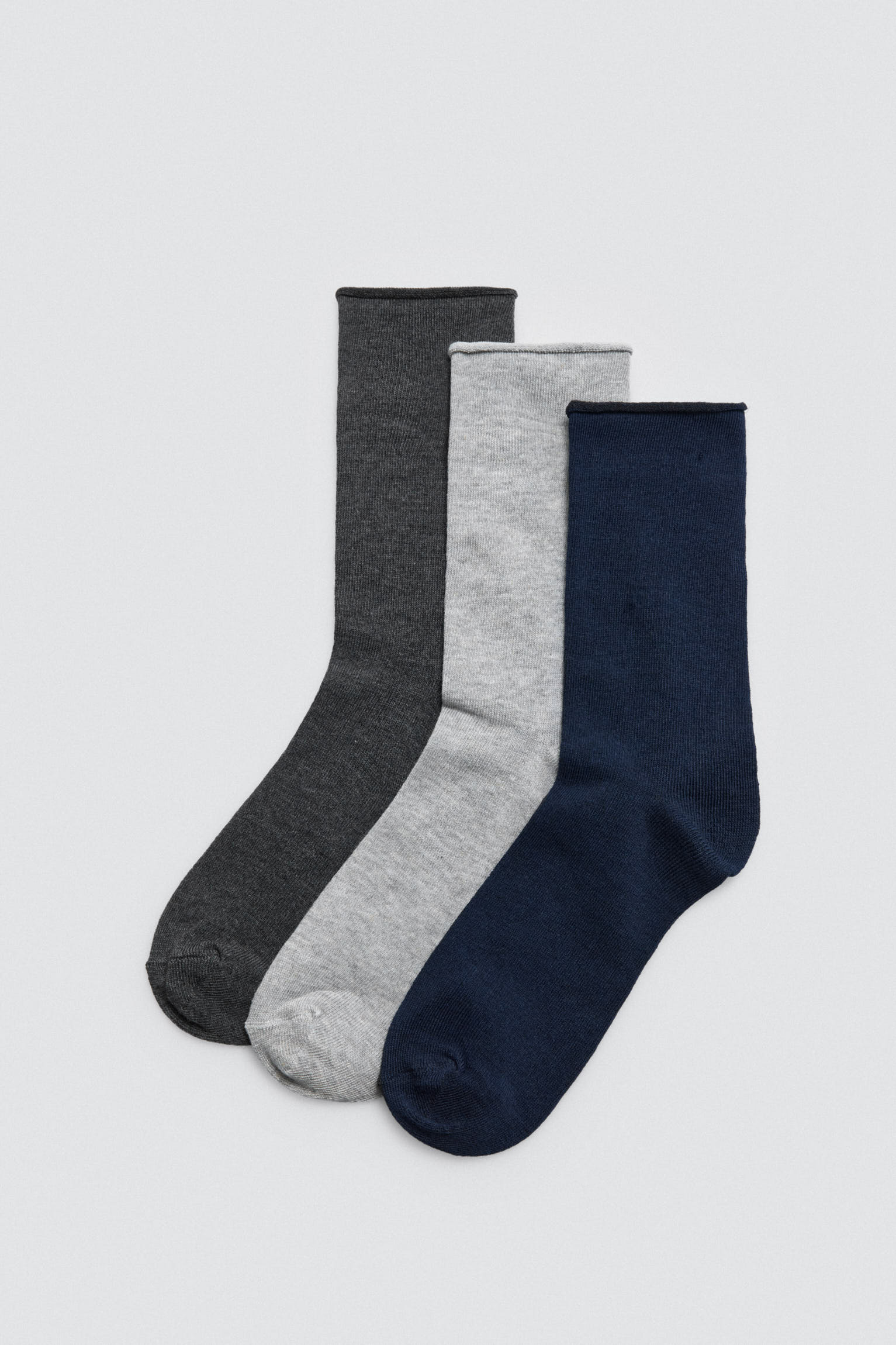 Pack of 3 warm bamboo socks without cuffs in neutral tones