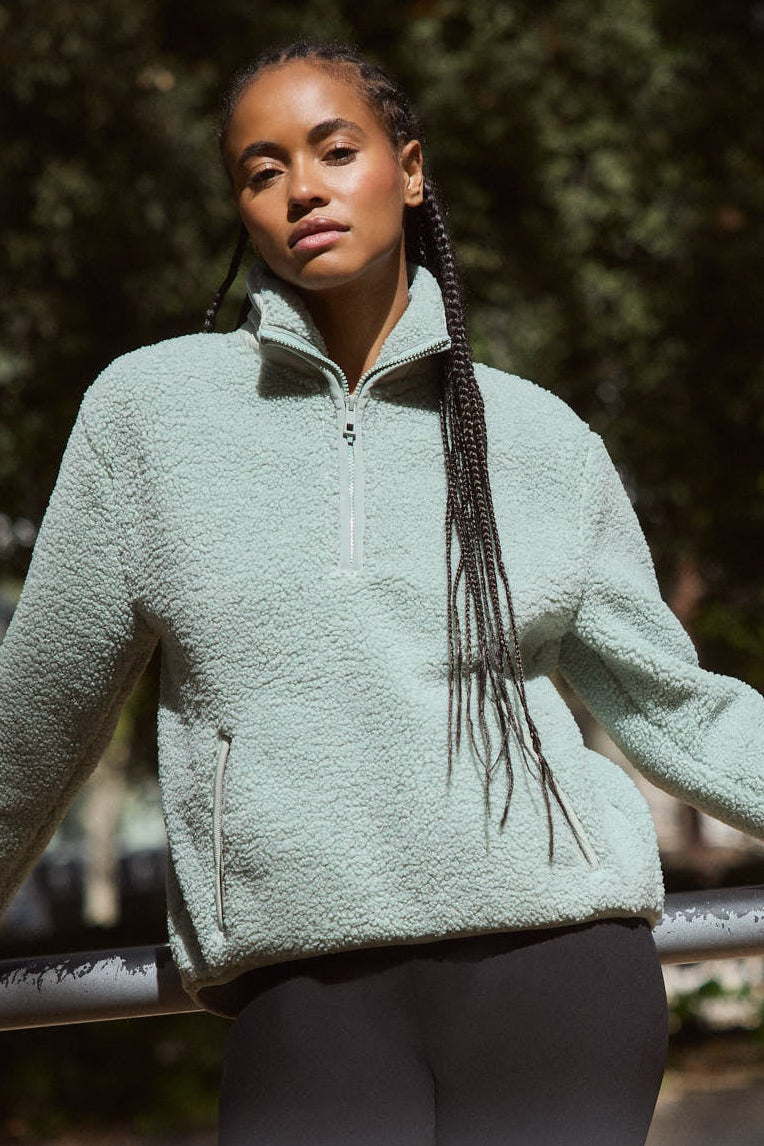 ULTRA THERMAL Women's green sherpa sports sweatshirt