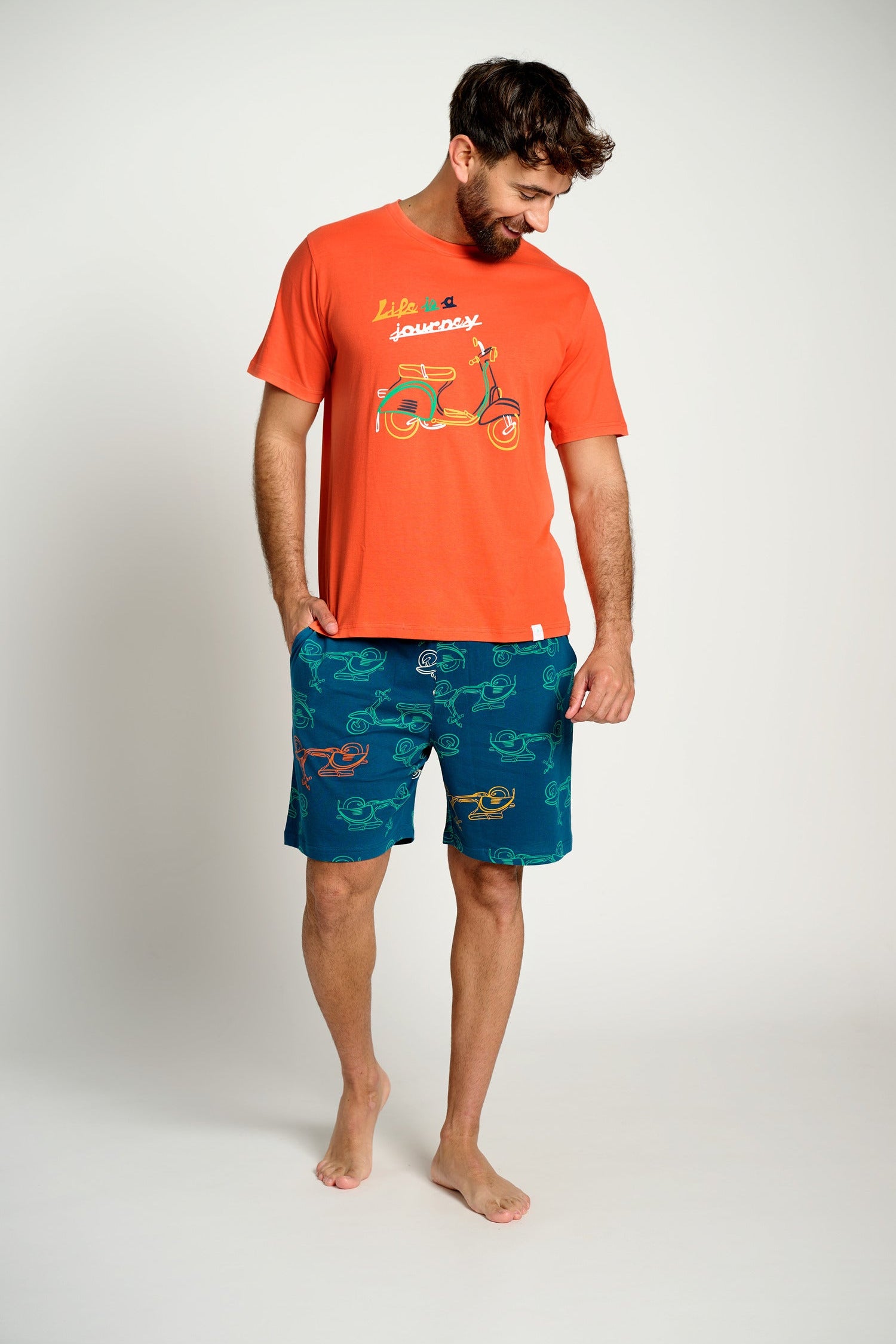 Men's short cotton motorcycle pajamas | MUYDEMI