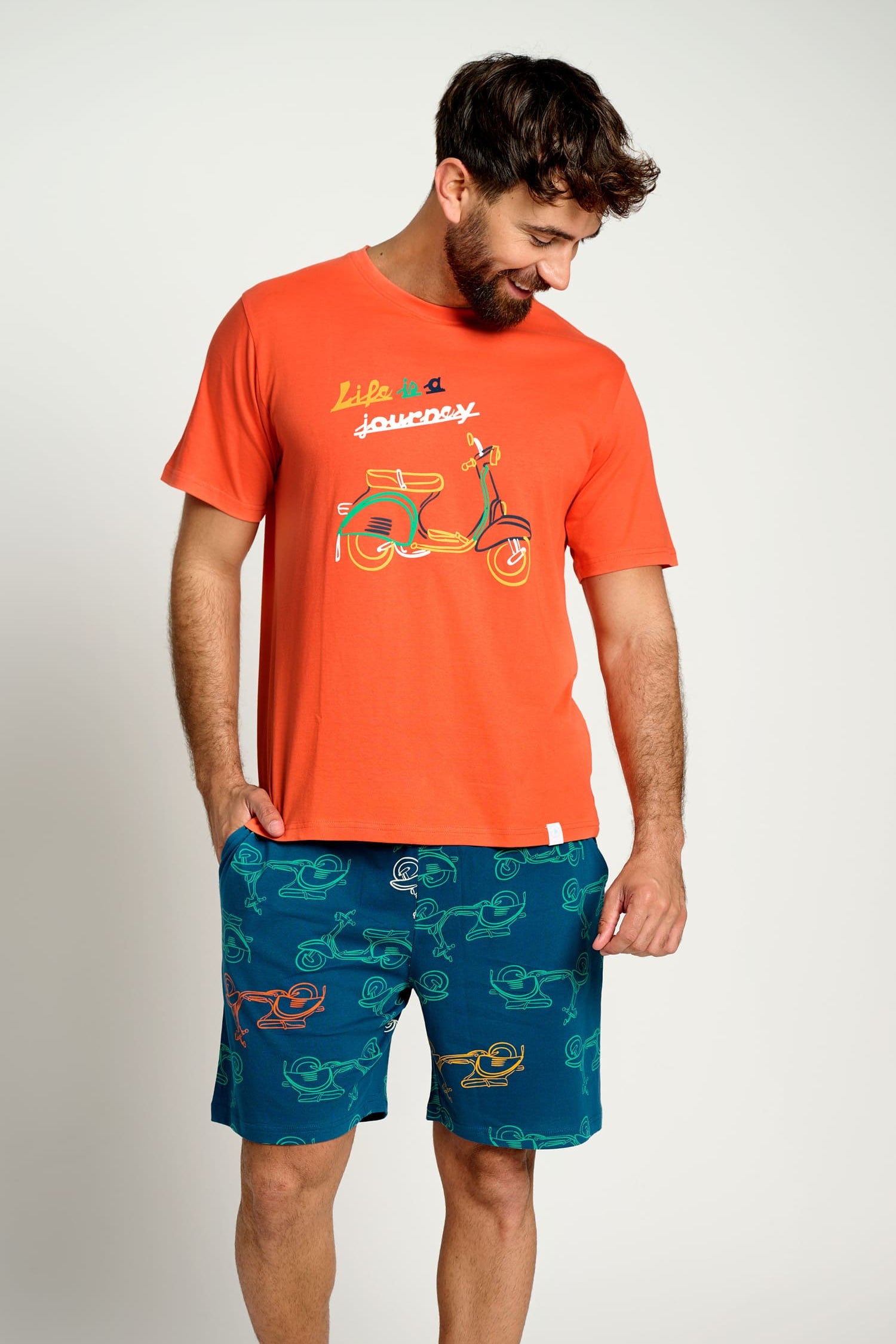 Men's short cotton motorcycle pajamas | MUYDEMI
