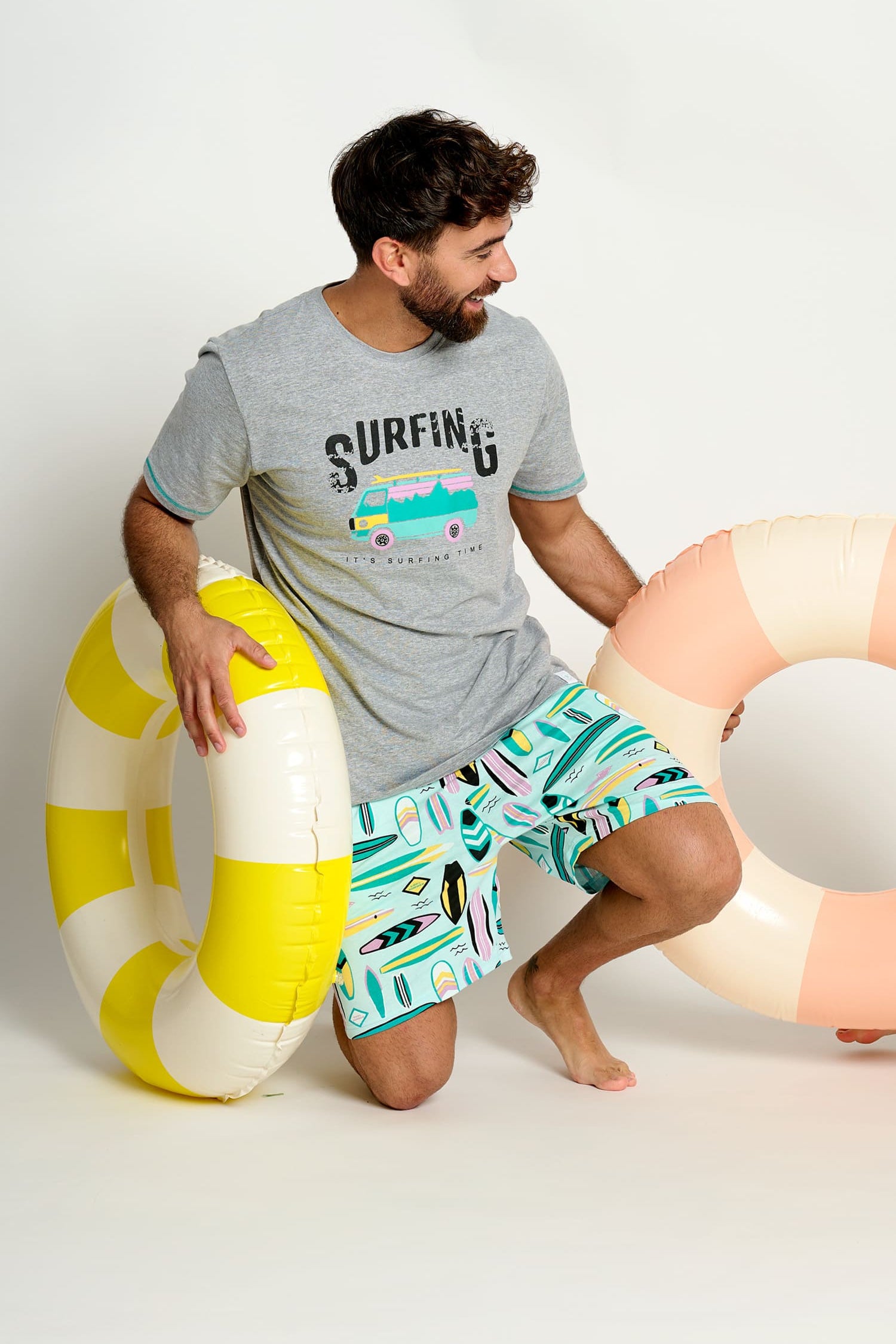 Men's Short Cotton Surfer Pyjamas | MUYDEMI