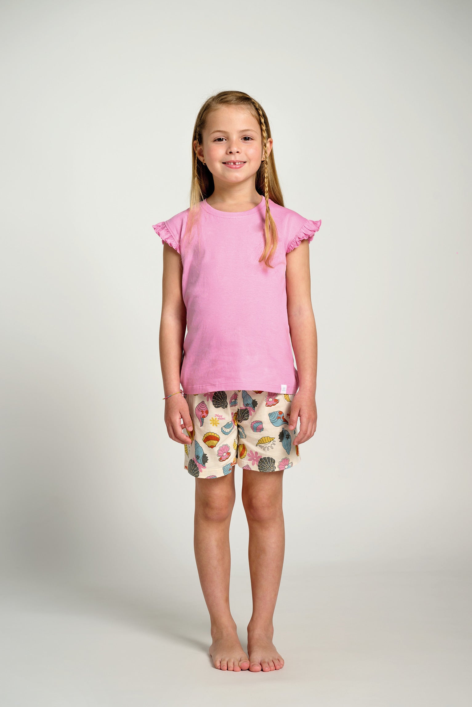 Pink Seashell Cotton Short Pyjamas for Children | MUYDEMI