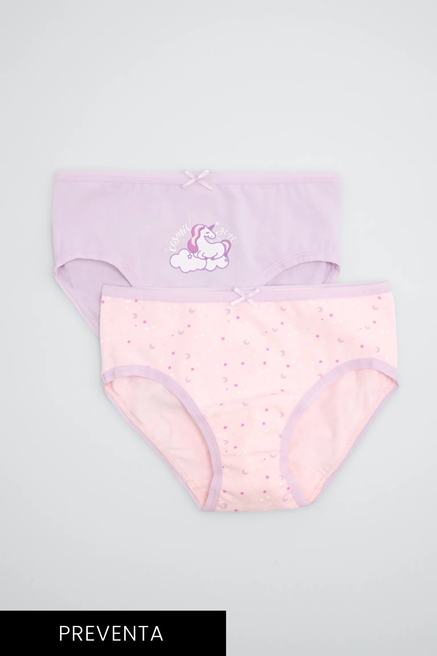 PRE-ORDER Pack of 2 girls' cotton briefs with unicorn print