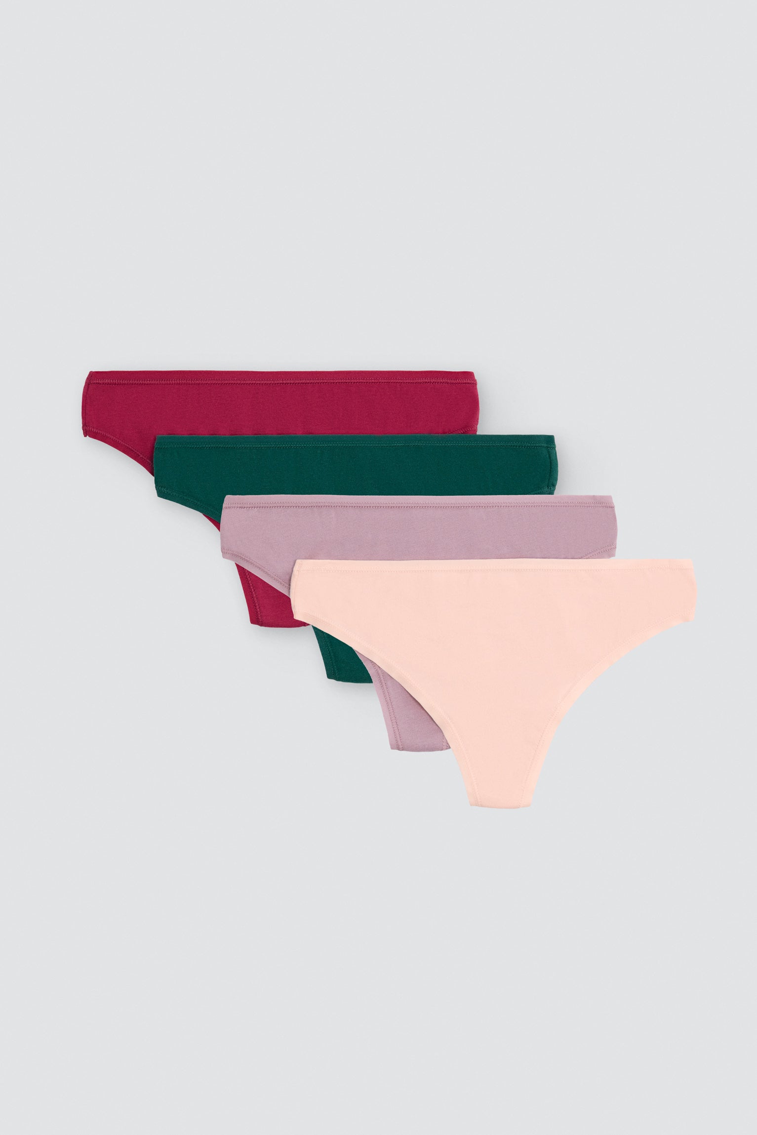 Pack of 4 basic cotton thongs in assorted colours