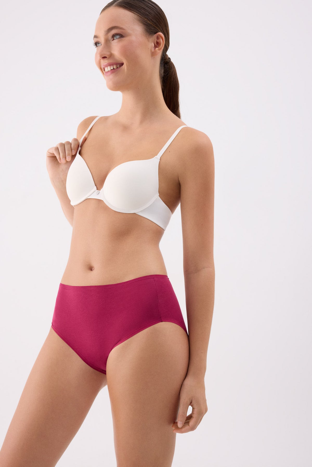 Pack of 4 high-waist cotton briefs in assorted colours