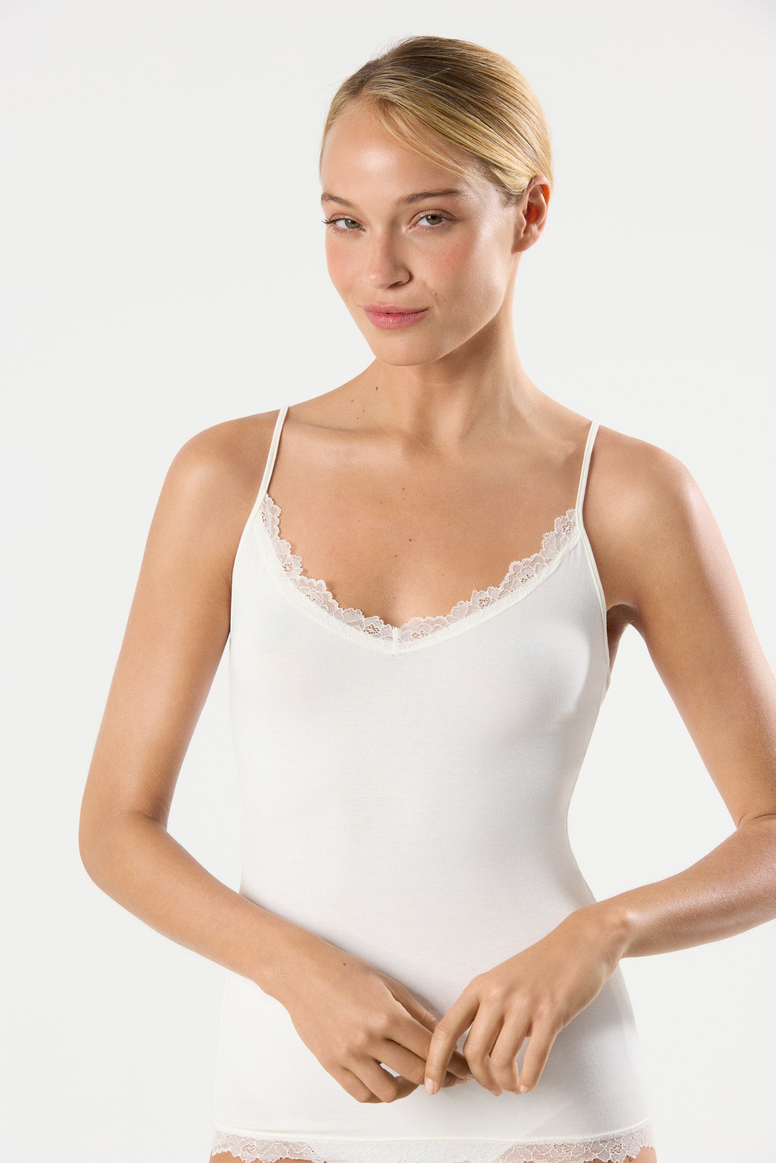 Ivory bamboo strappy undershirt
