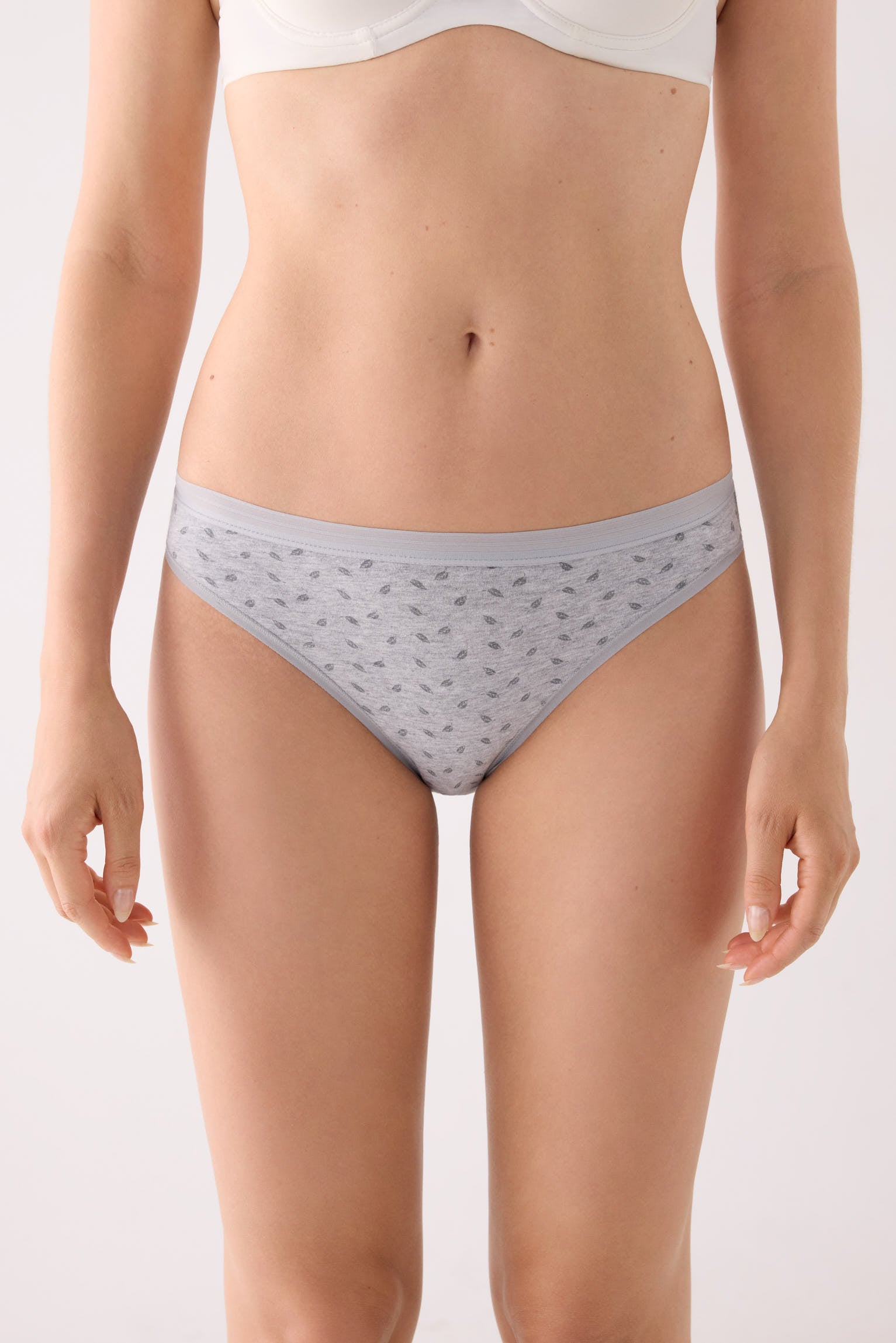 Pack of 2 printed cotton mini briefs, grey