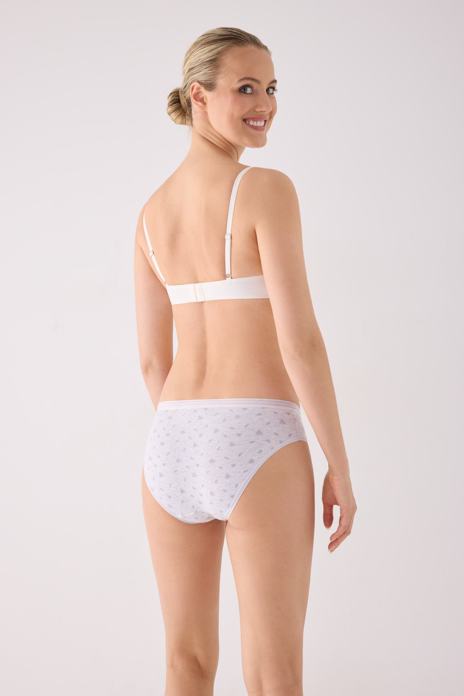 Pack of 2 printed cotton midi briefs, grey