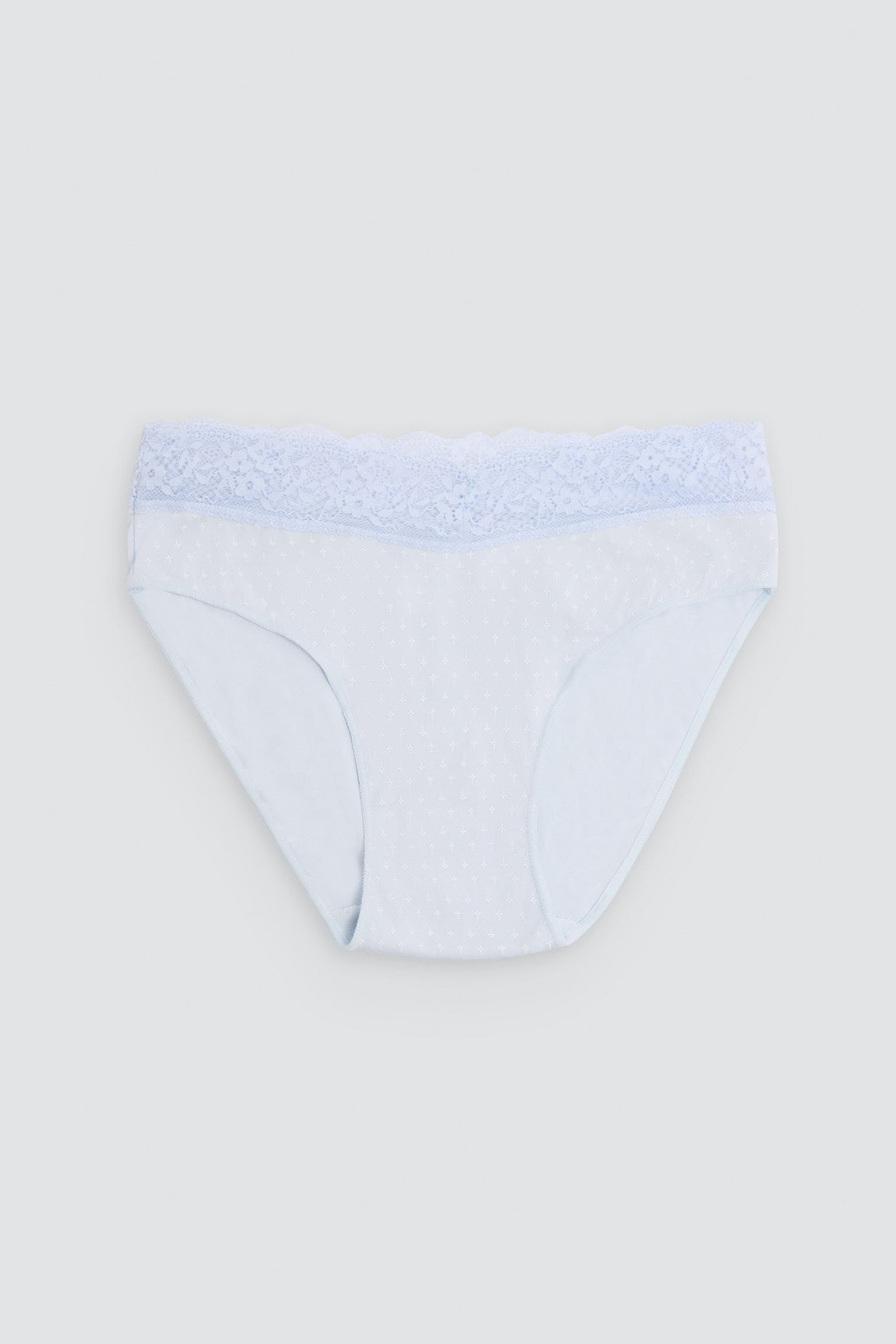 Pack of 2 printed cotton midi briefs with lace trim, blue