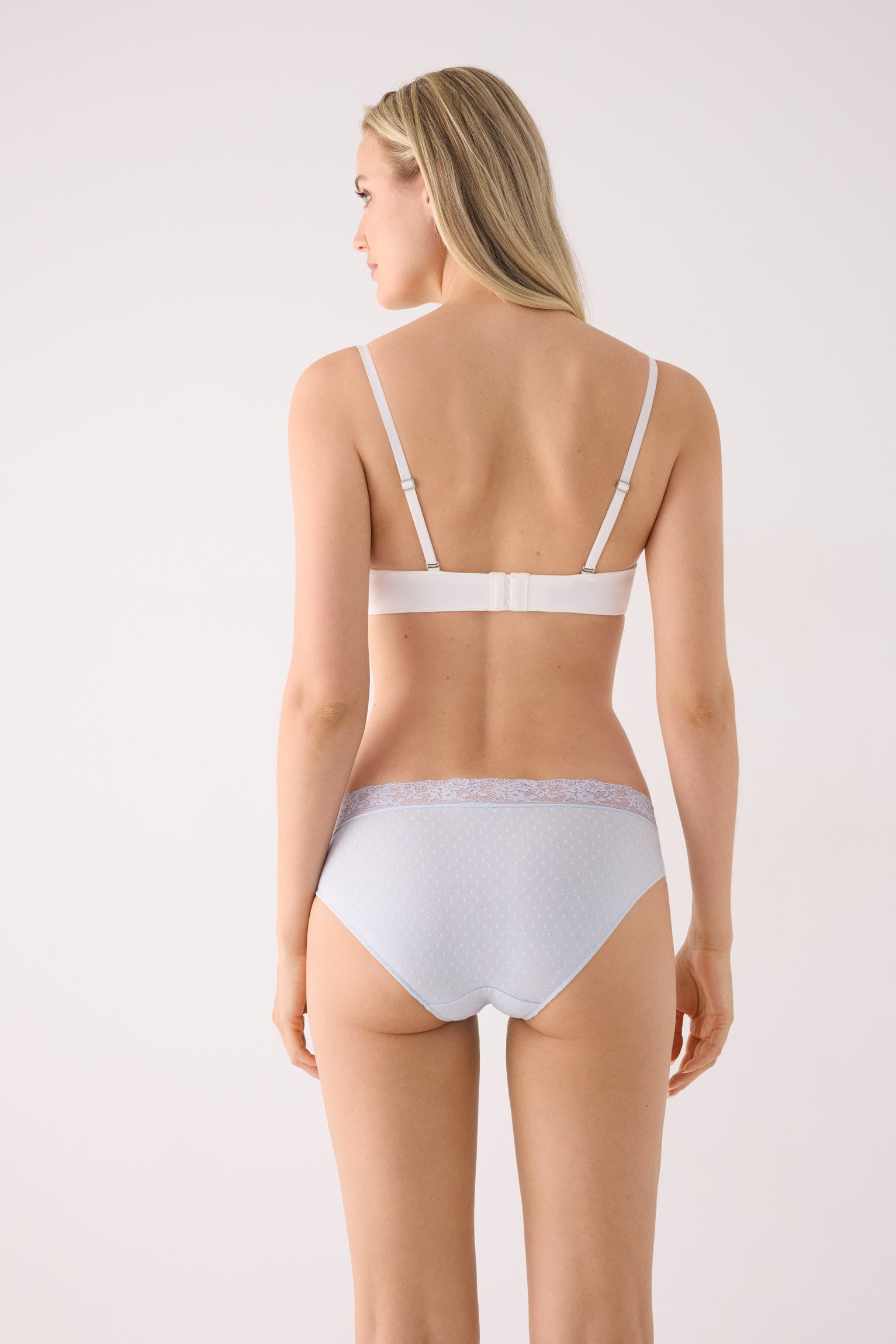 Pack of 2 printed cotton midi briefs with lace trim, blue