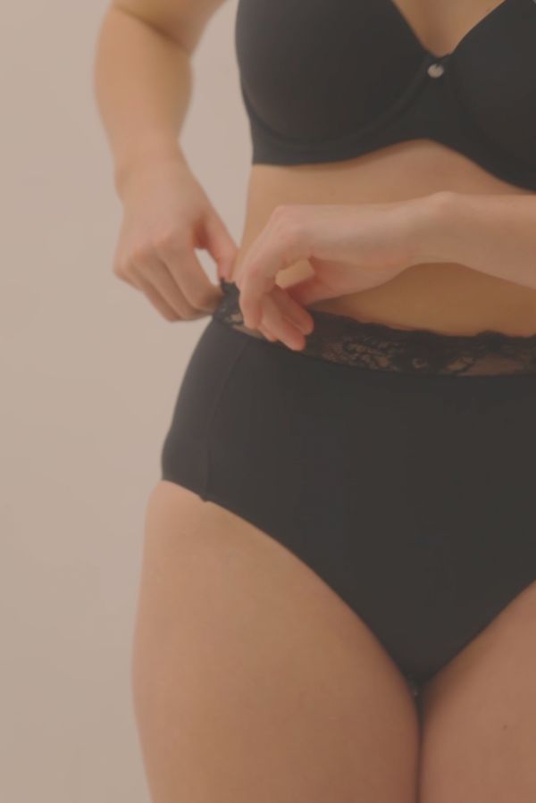 Black lace detail high control panty