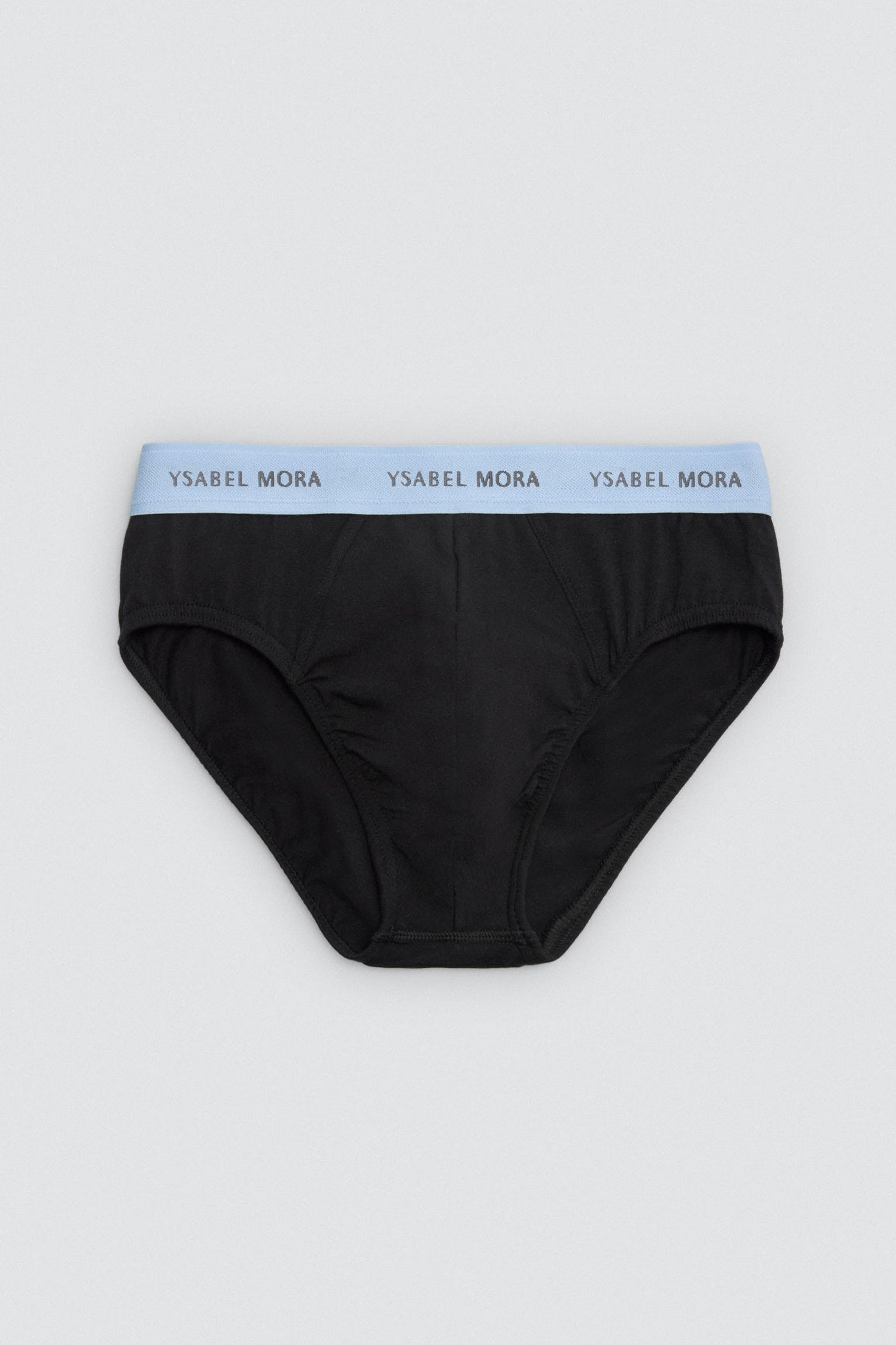 Pack of 6 basic black briefs with a colored band