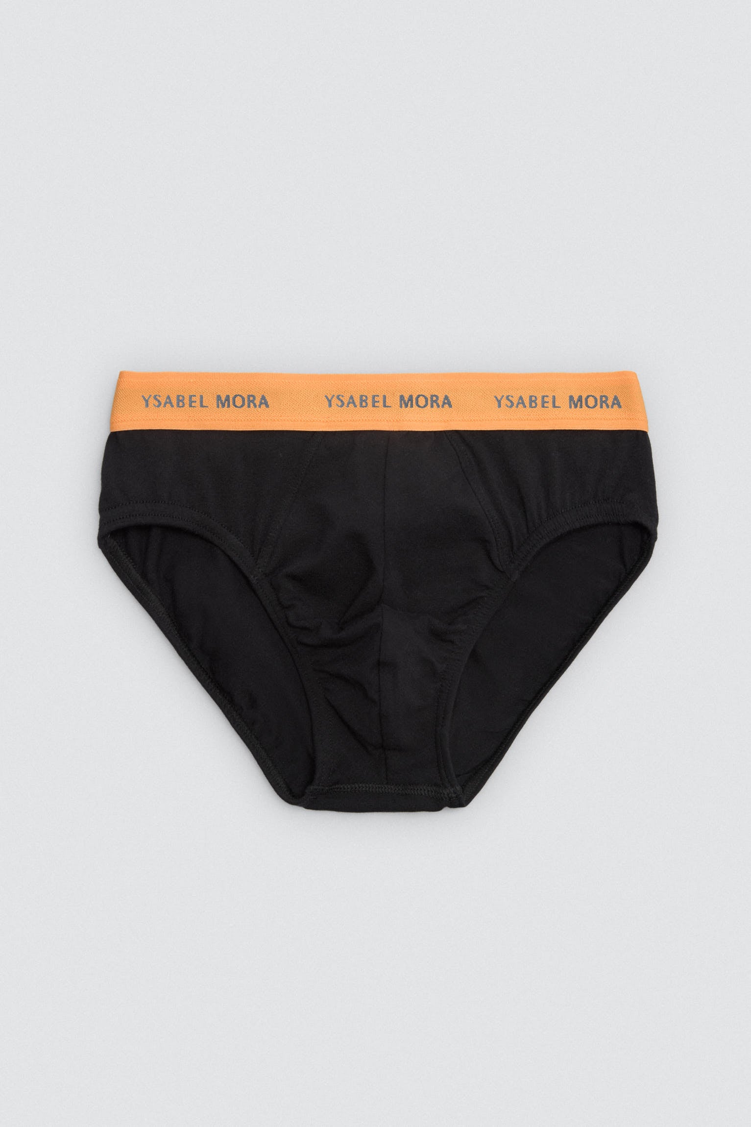 Pack of 6 basic black briefs with a colored band