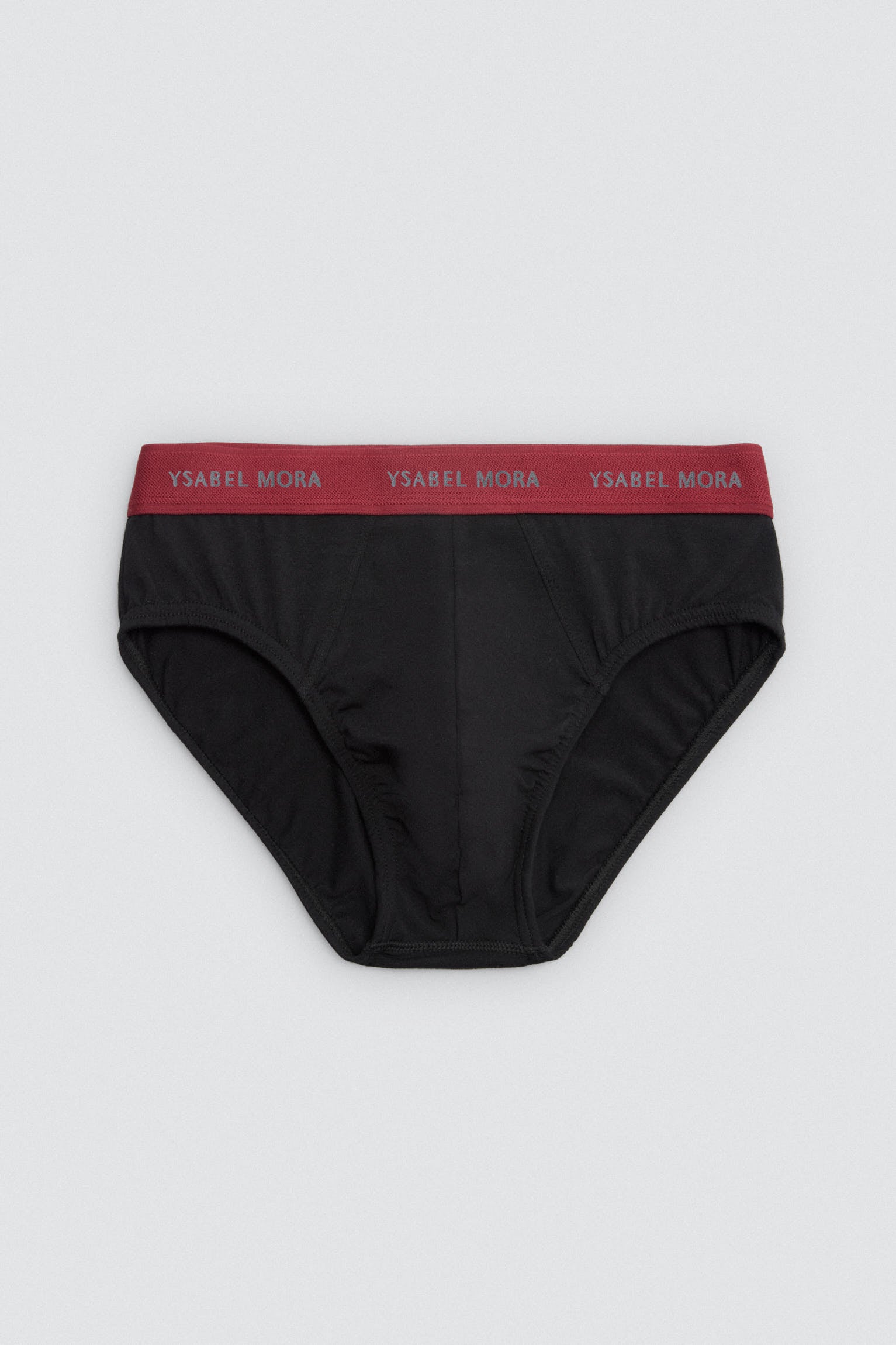 Pack of 6 basic black briefs with a colored band