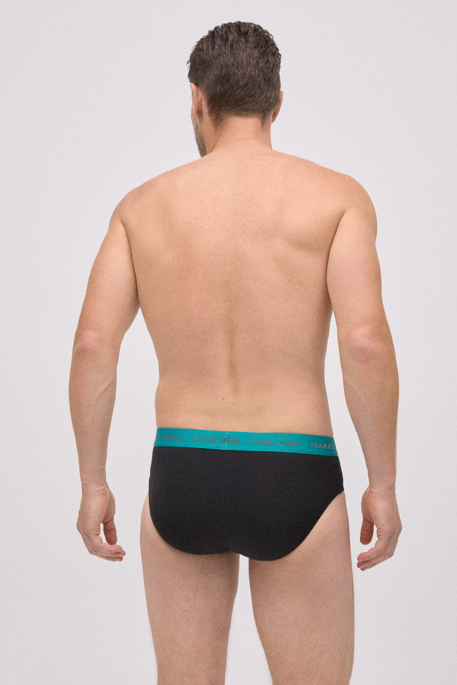 Pack of 6 basic black briefs with a colored band
