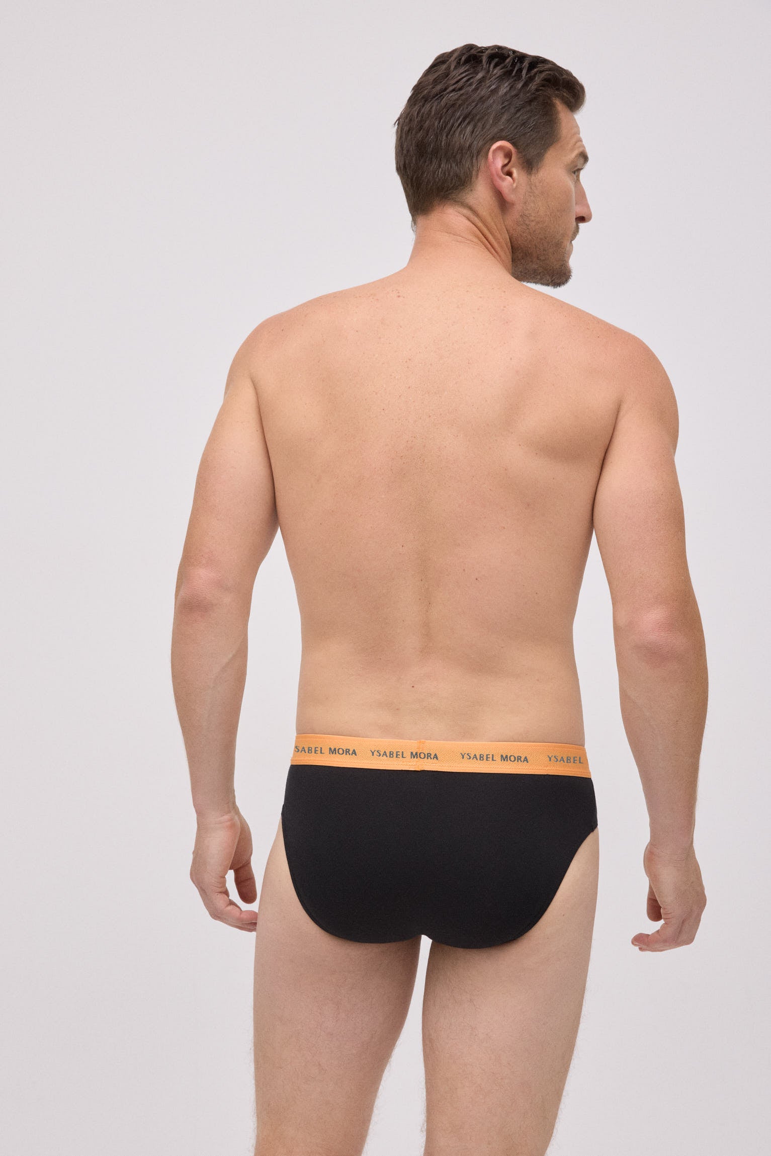 Pack of 6 basic black briefs with a colored band