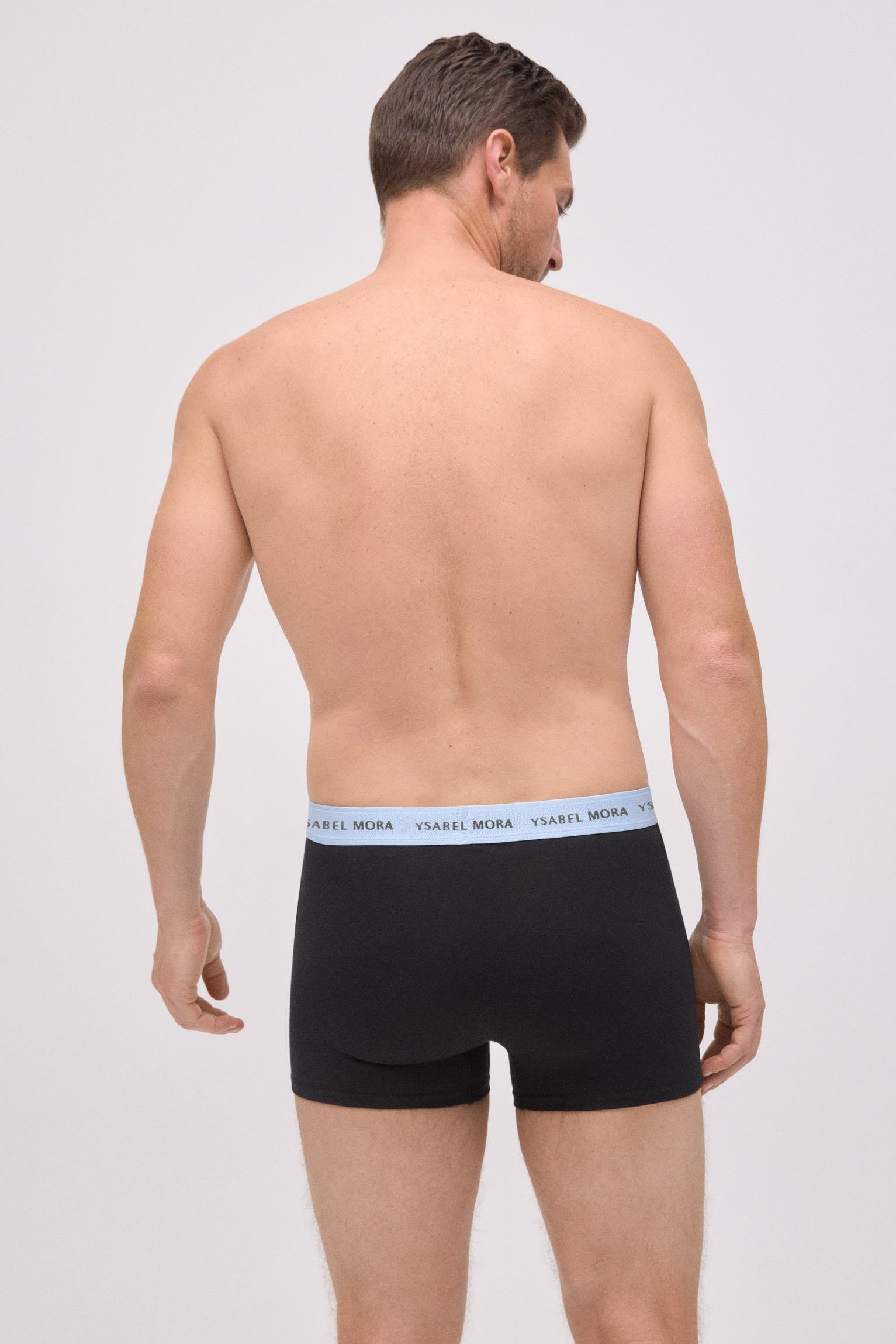 Pack of 6 black boxer briefs with a colored band
