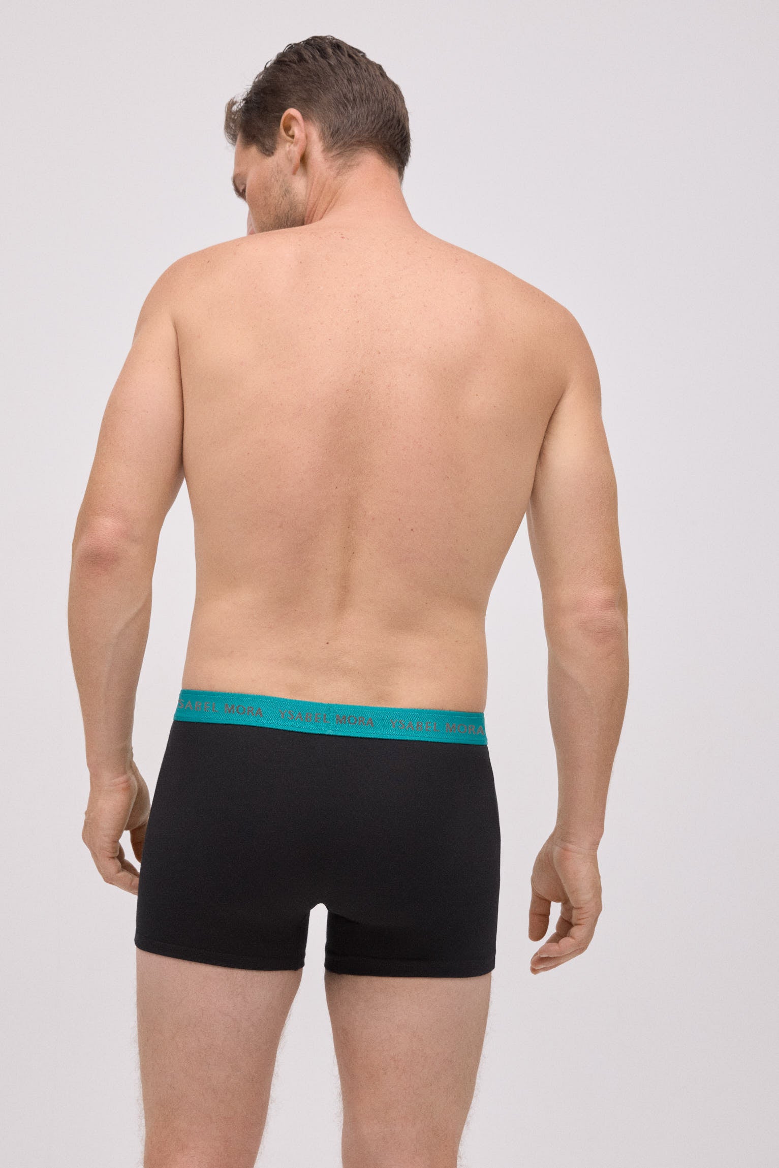 Pack of 6 black boxer briefs with a colored band