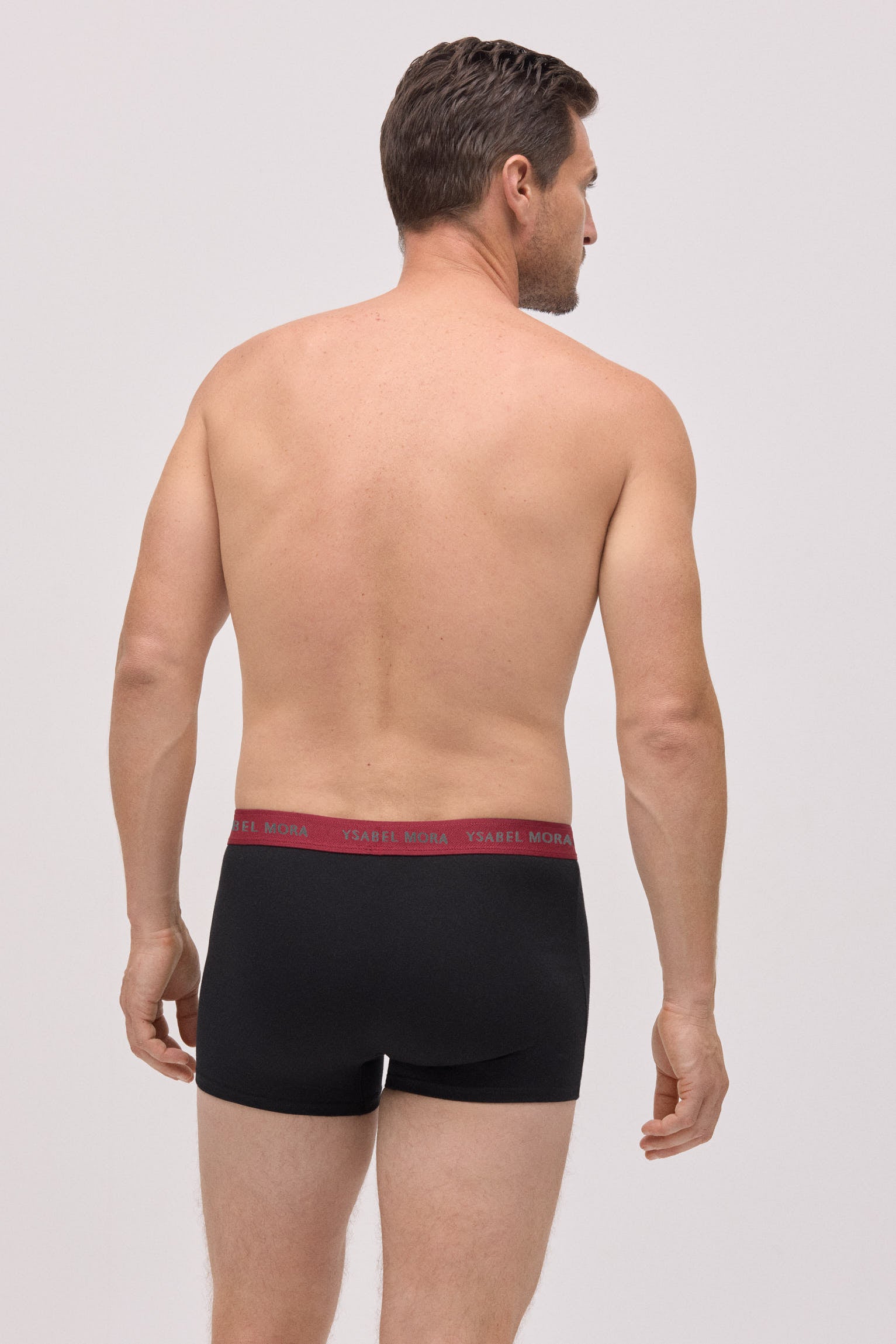 Pack of 6 black boxer briefs with a colored band
