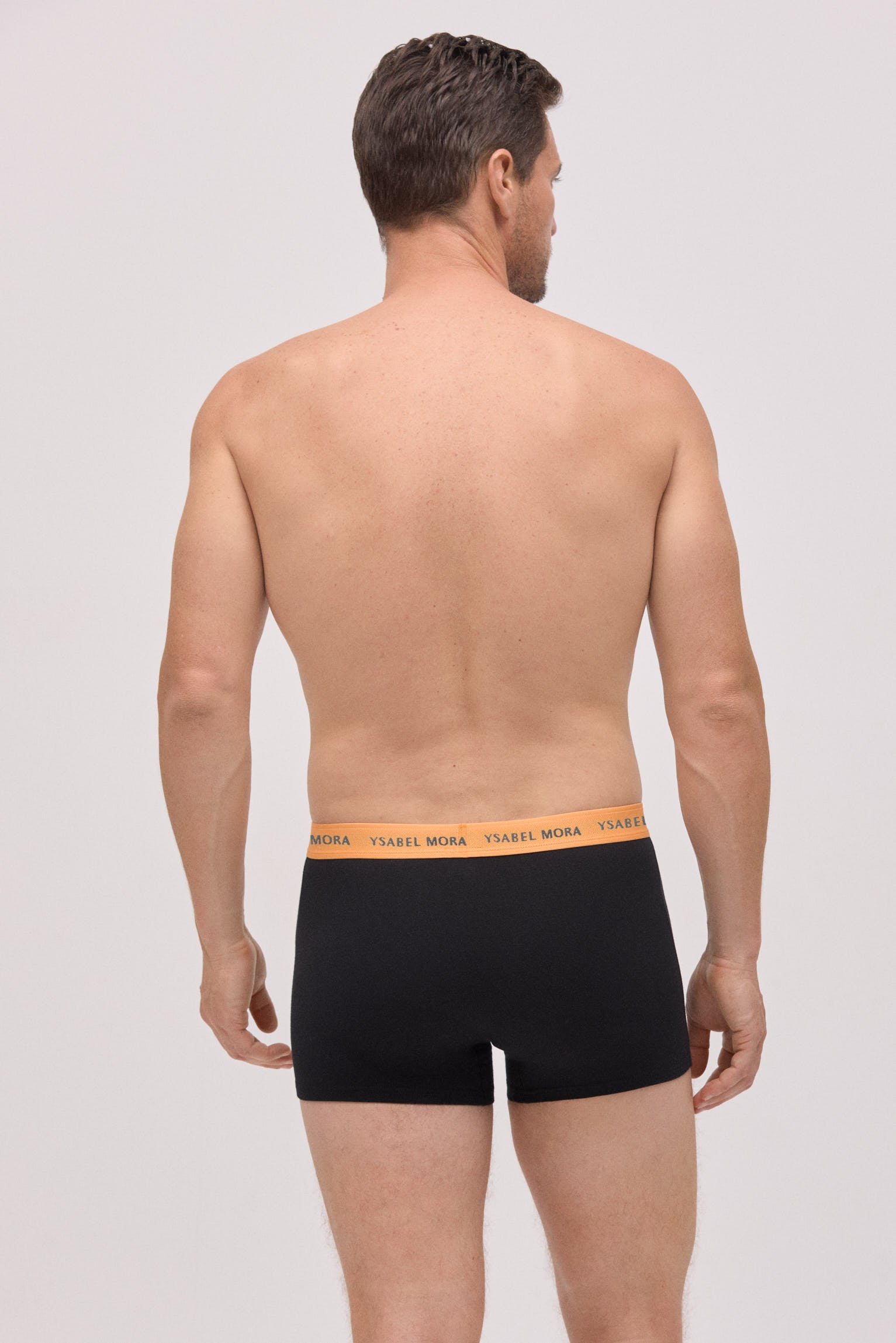 Pack of 6 black boxer briefs with a colored band