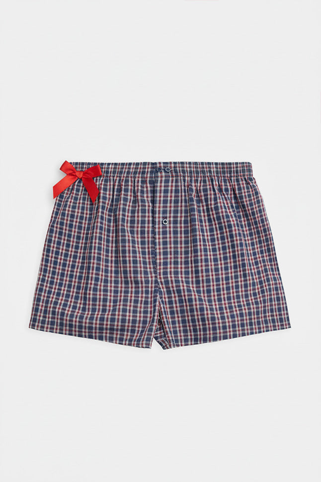 Boxer fabric opening with checkered print