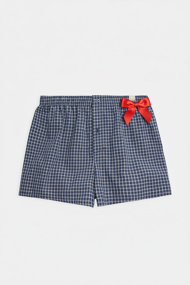 Checkered print fabric boxer shorts
