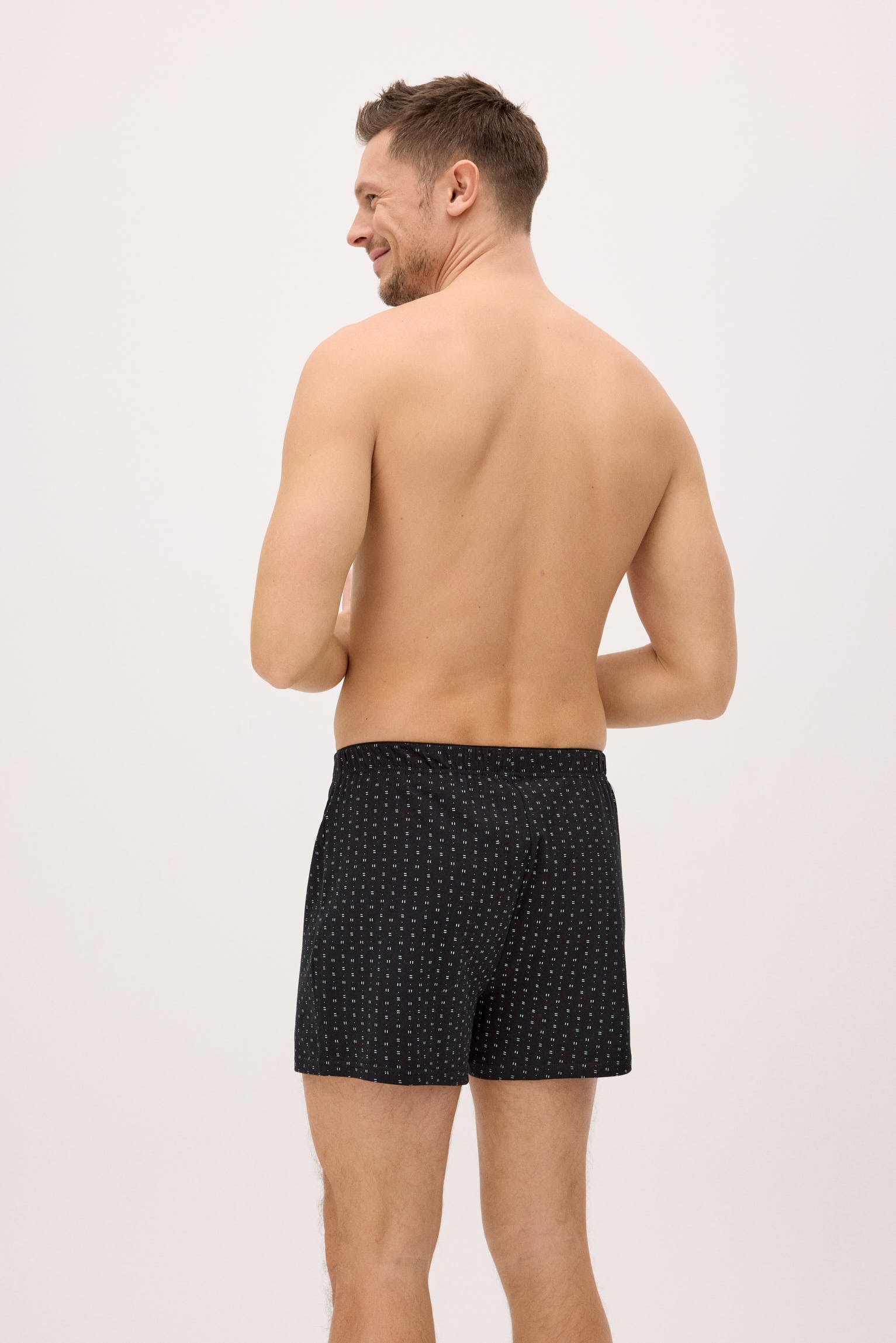 Boxer briefs with a striped print and opening detail, minimalist