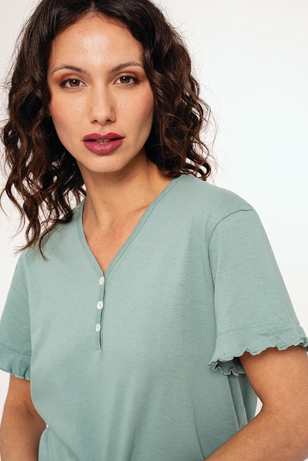 Short women's pajamas with printed pants | MUYDEMI