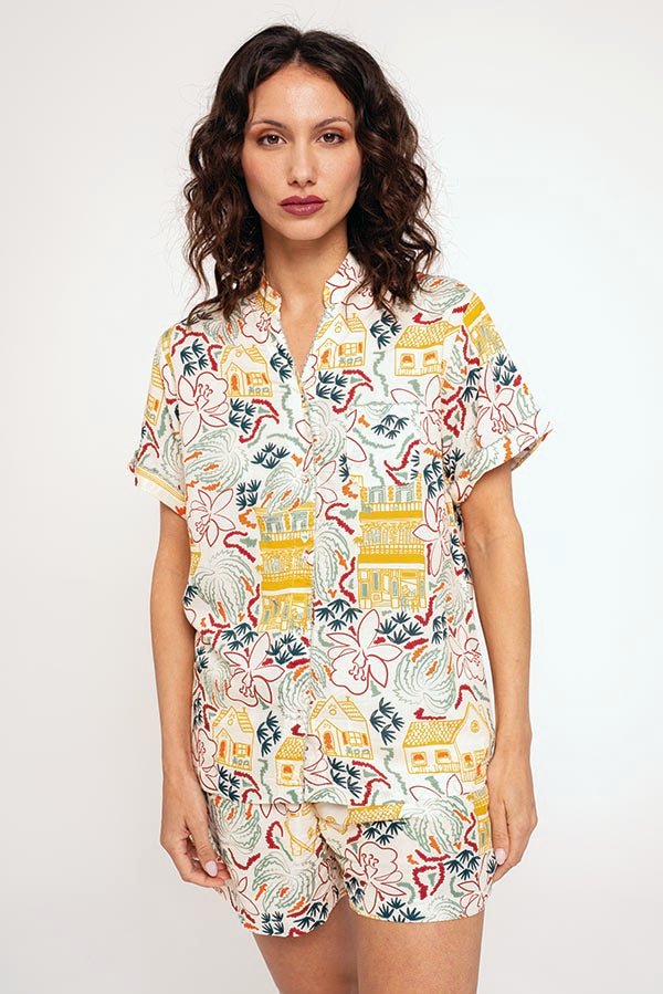 Women's printed short shirt pajamas | MUYDEMI