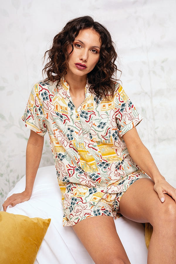 Women's printed short shirt pajamas | MUYDEMI