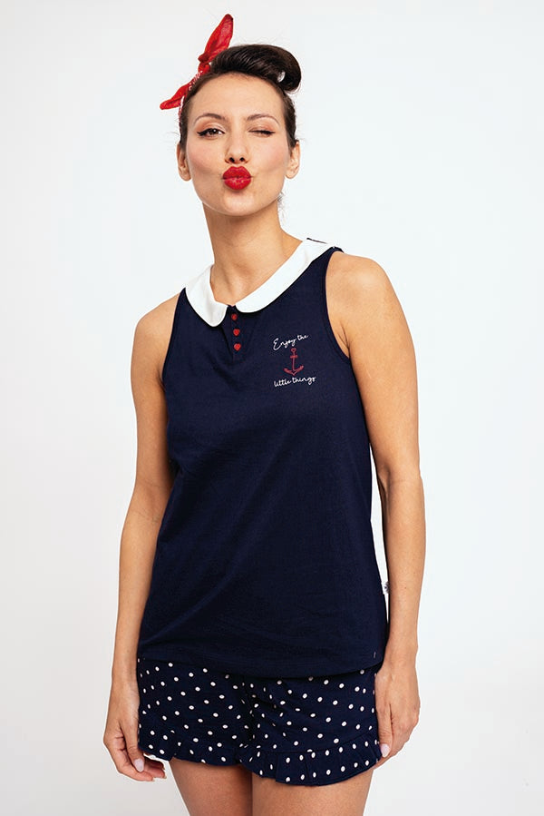 Women's short cotton sailor pajamas | MUYDEMI