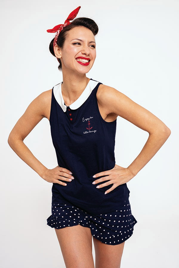 Women's short cotton sailor pajamas | MUYDEMI