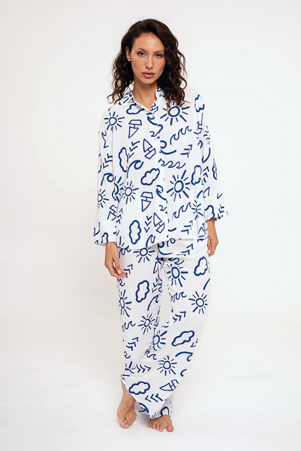 Women's long buttoned pajamas in light fabric | MUYDEMI
