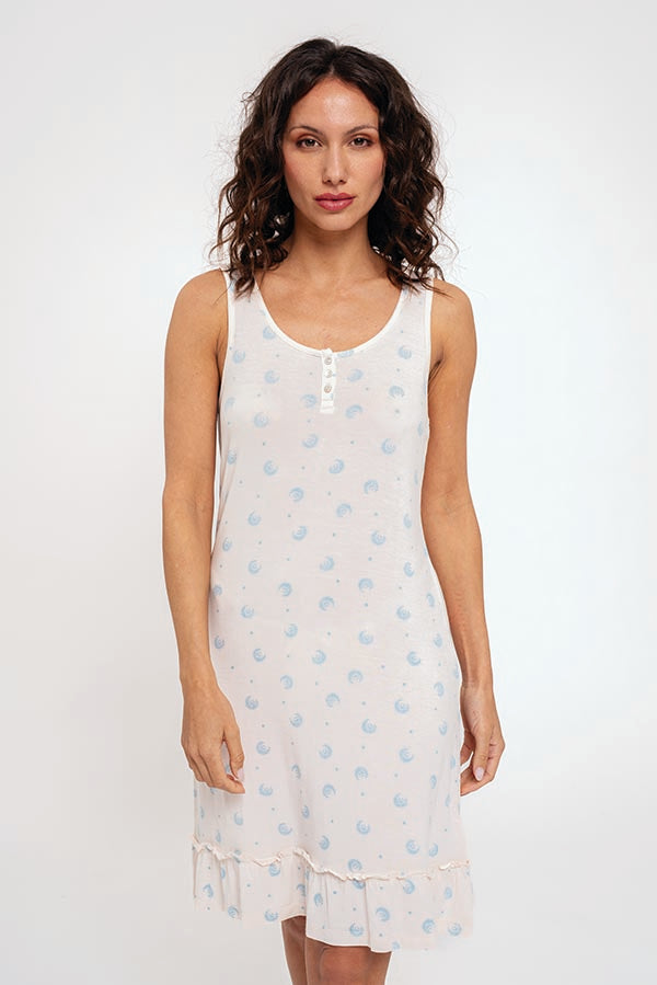 Women's nightdress printed with ruffle detail | MUYDEMI