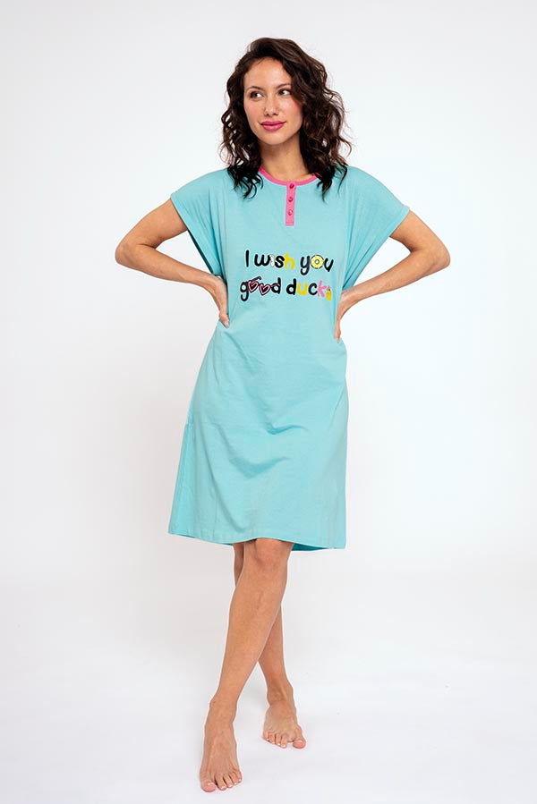 Good duck printed cotton women's nightgown | MUYDEMI
