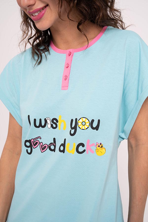 Good duck printed cotton women's nightgown | MUYDEMI