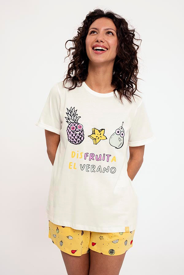 Women's short cotton pajamas with Fruits print | MUYDEMI