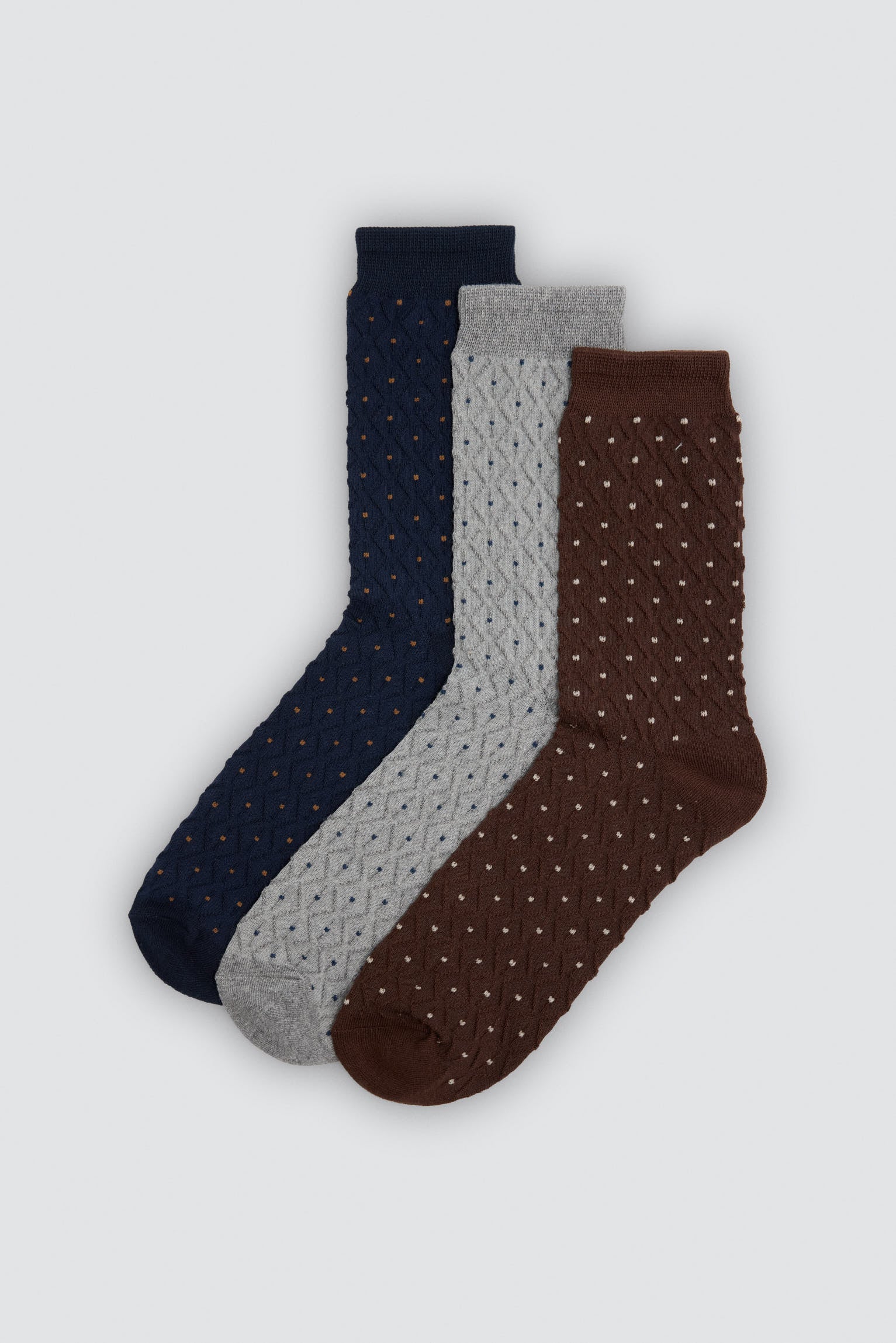 Pack of 3 textured men's polka-dot socks