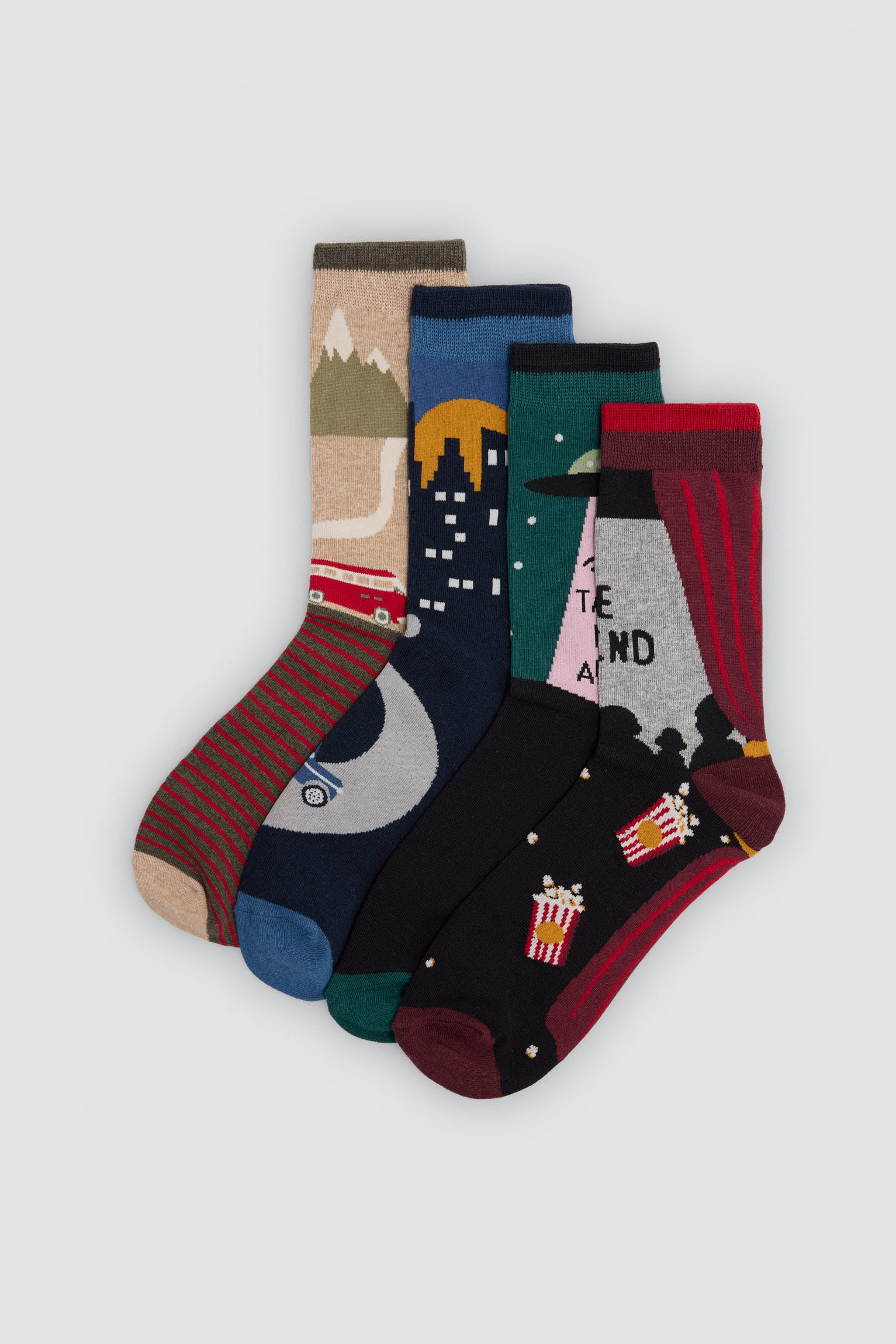 Pack of 4 Sockarrats socks with colourful landscape prints