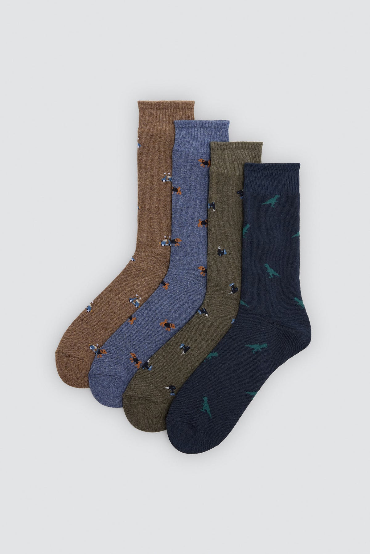 Pack of 4 socks with animal and motorbike prints
