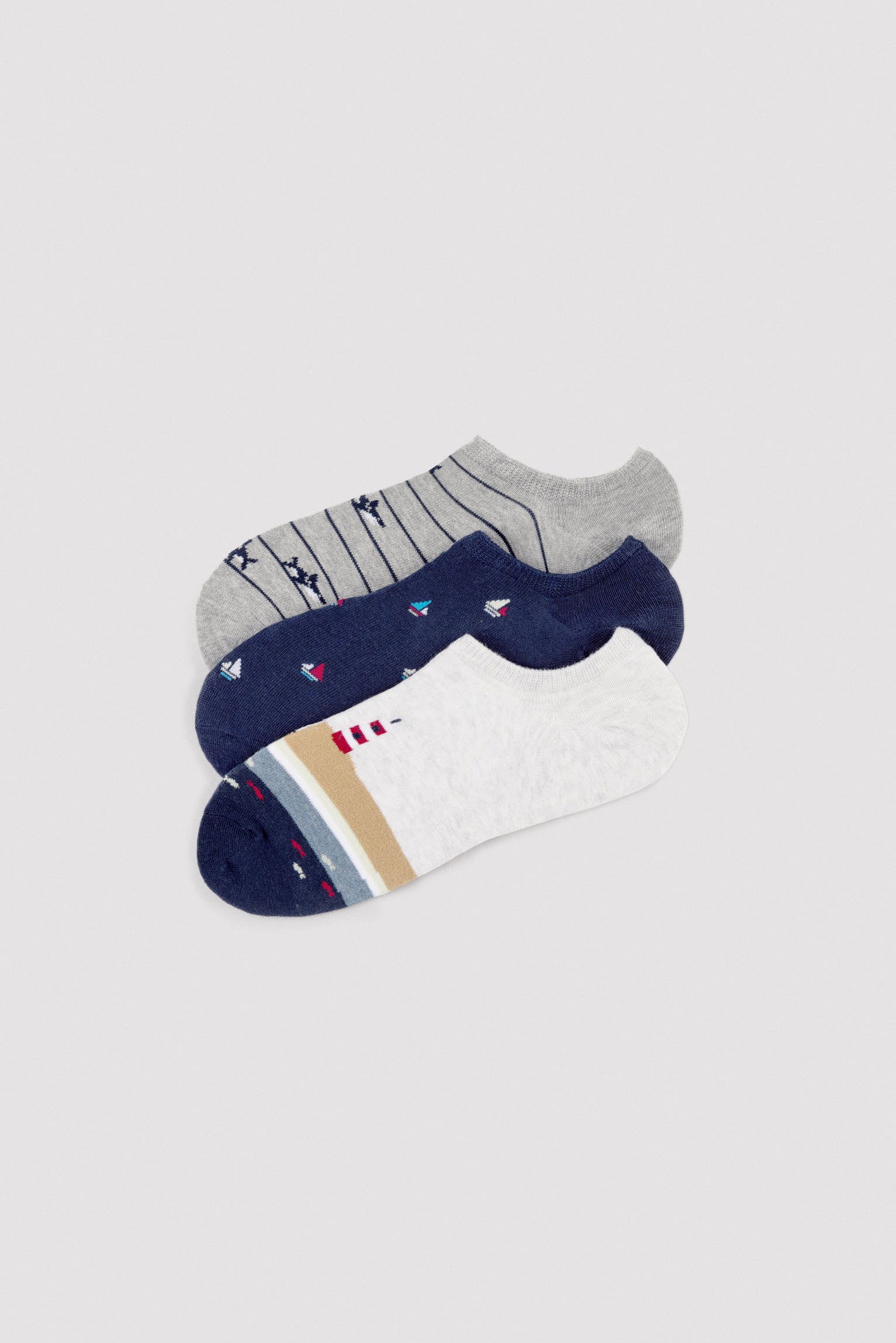 Pack of 3 men's pinkies with boat print